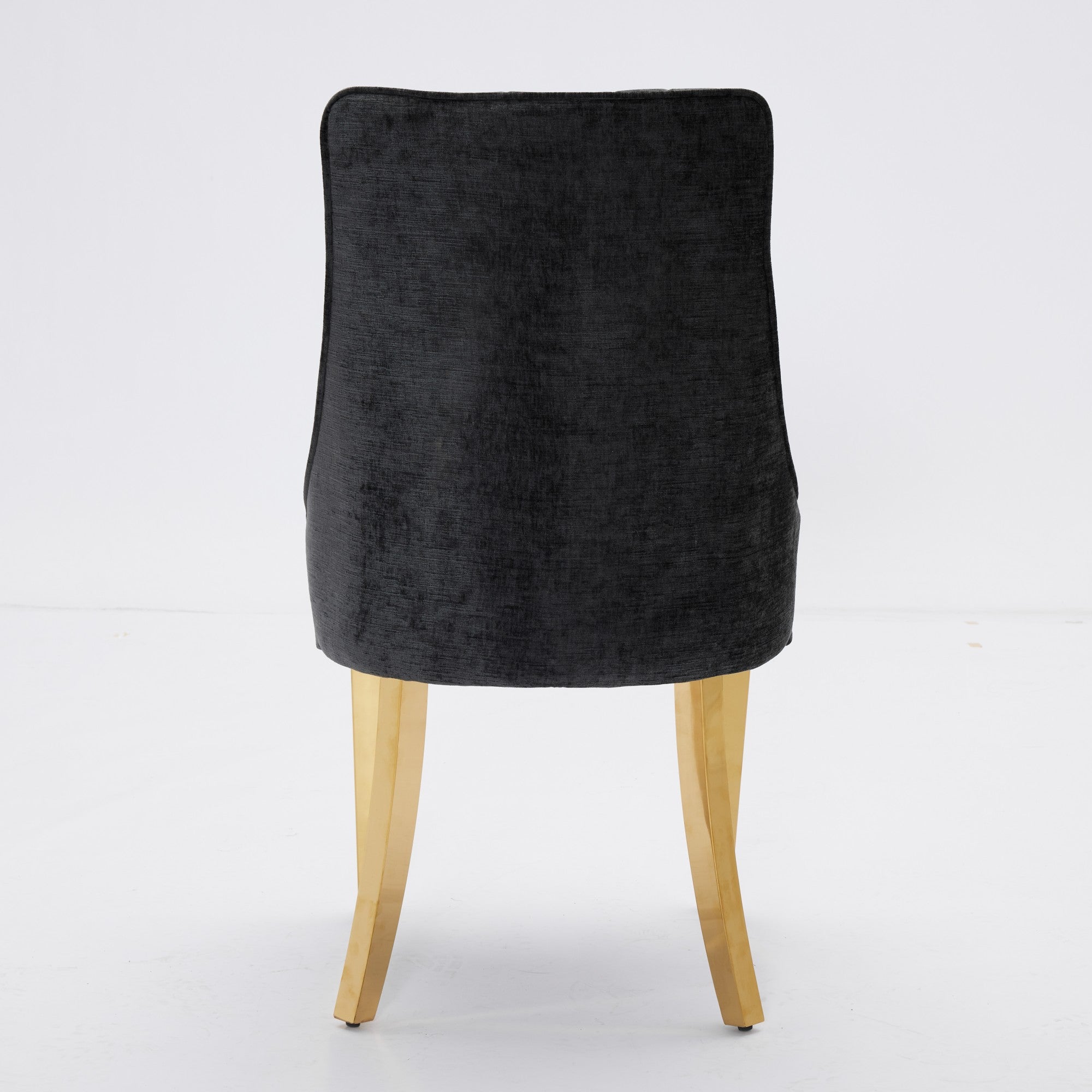 Logidon Chenille Eetstoelenset Zwart Gouden Poten Set van 2 65x50x95 cm