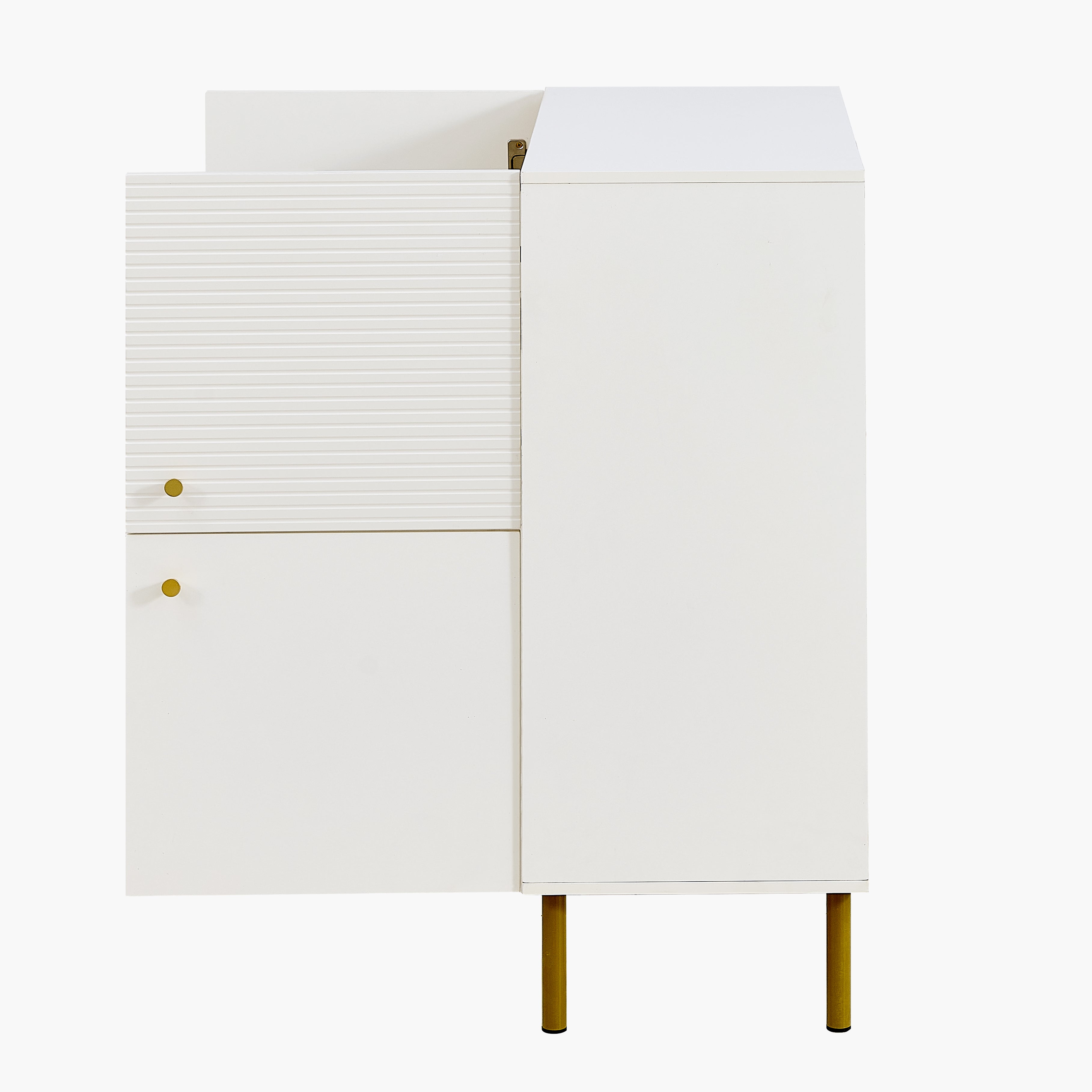 Logidon Wit MDF dressoir 80x36x90 cm zinken handvat stalen poten