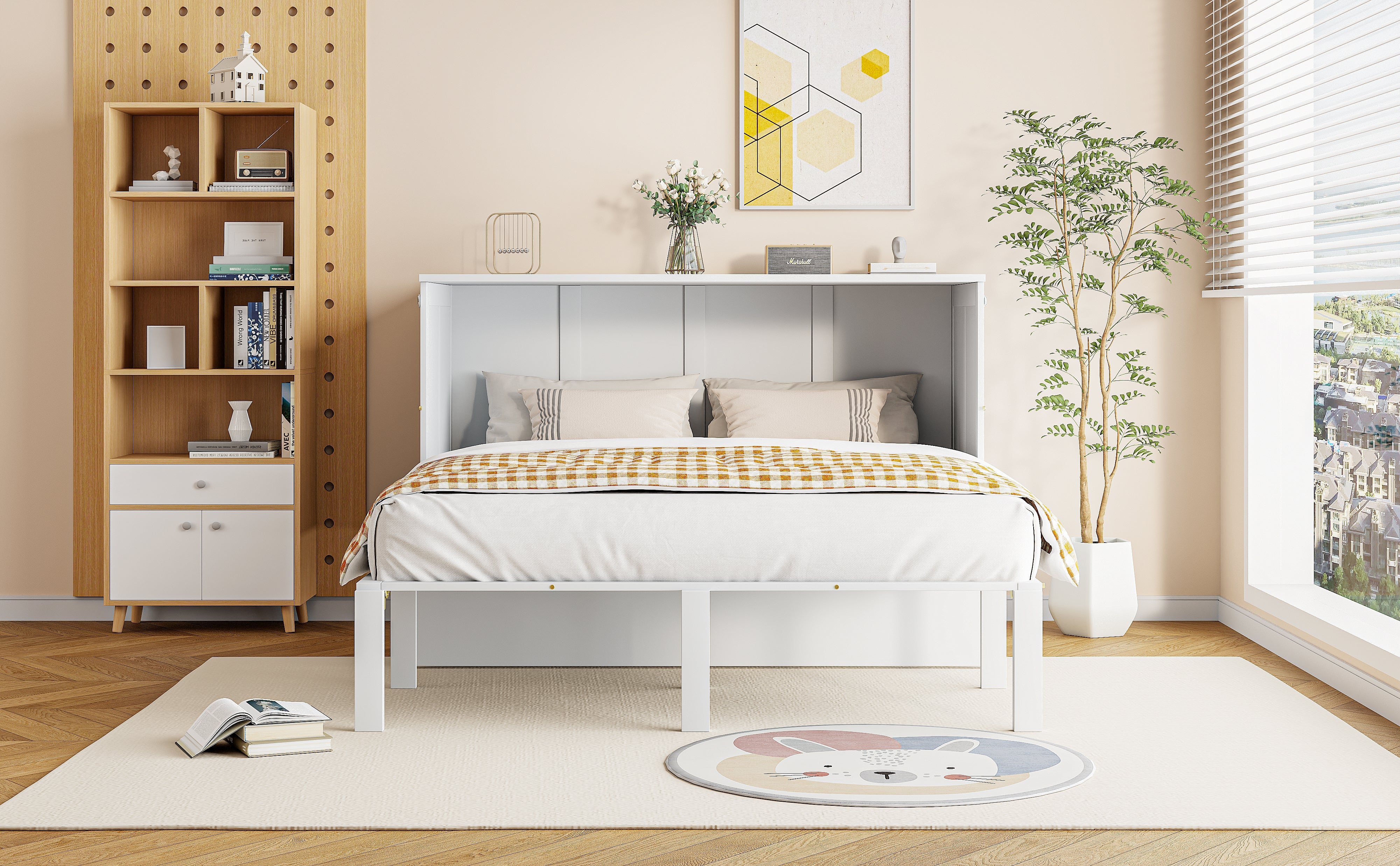 Logidon Murphy Bed 140x200 cm Verticaal Opklapbed met lattenbodem Wit