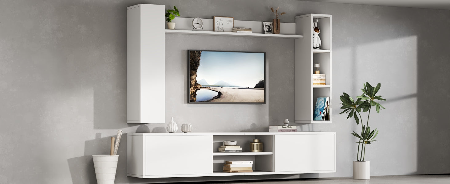Logidon TV wandmeubel wit 180x35x33,5 cm compleet 4 delen