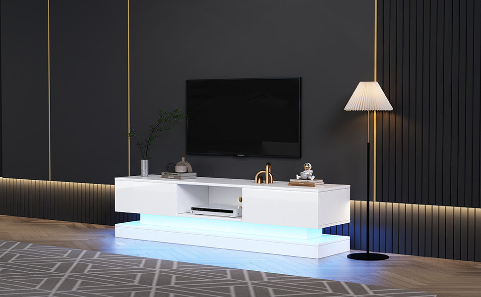 Logidon wit TV-meubel 160 cm met LED-verlichting app bediening