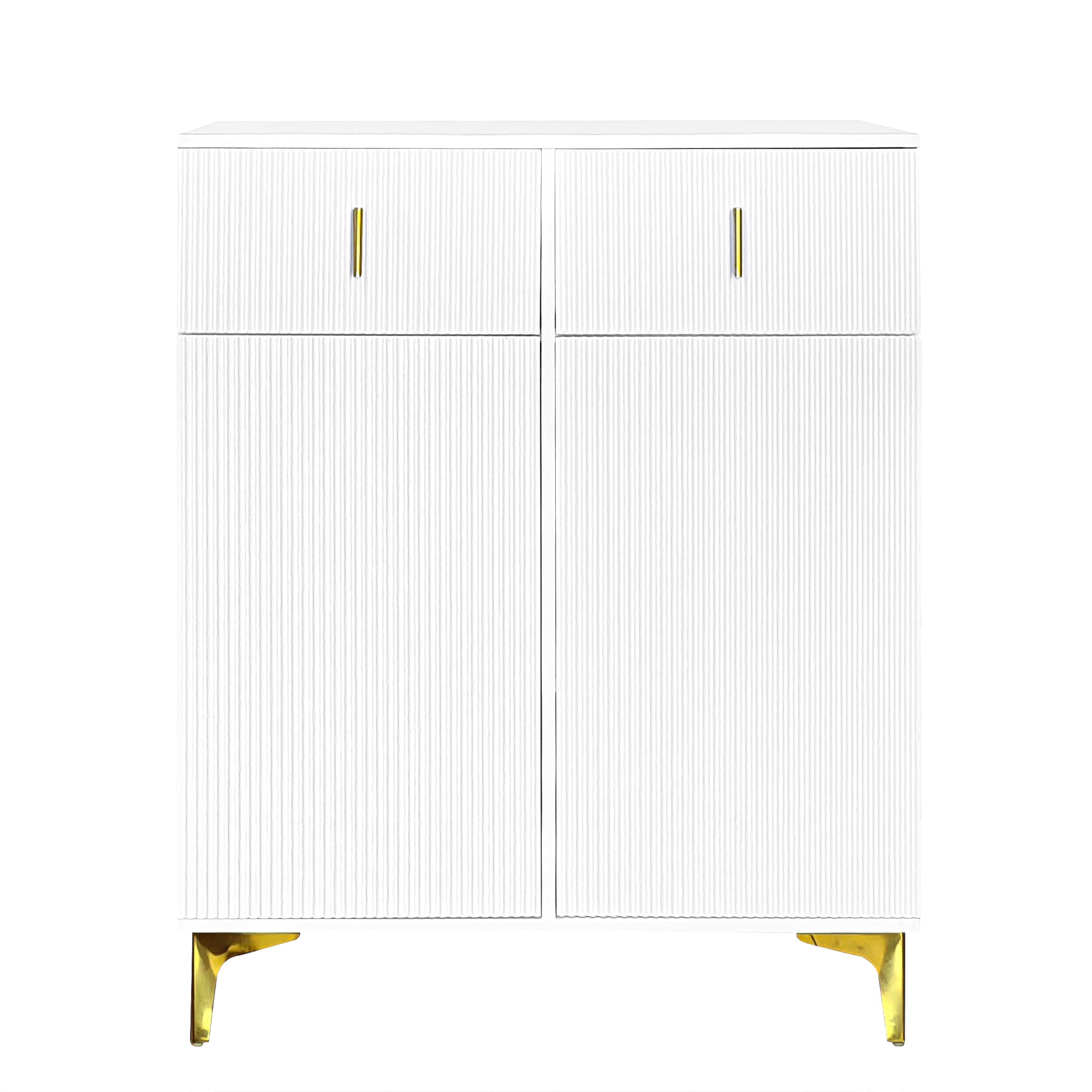 Logidon Sideboard White With Structured Panel And Adjustable Shelves