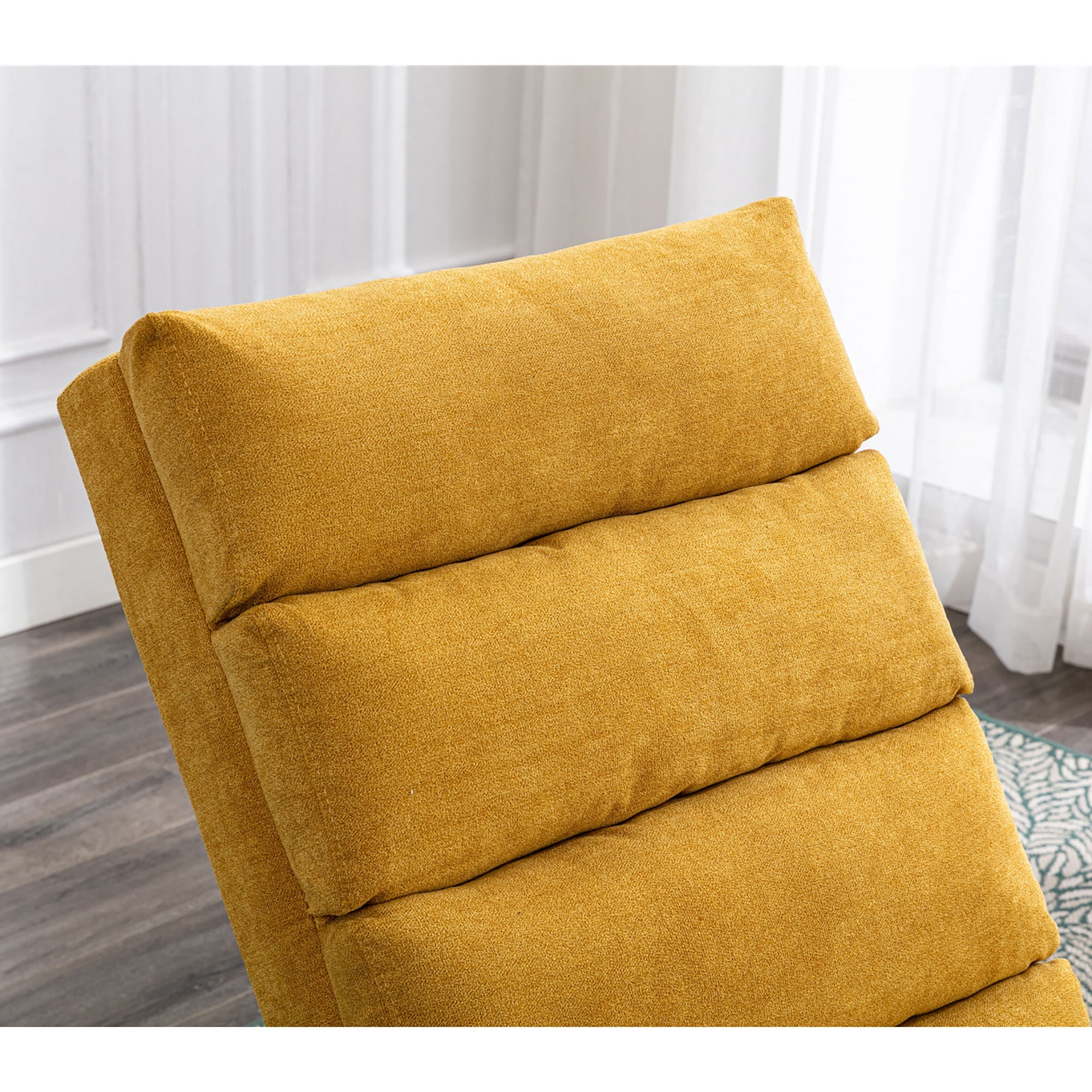 Logidon Linnen Massage Chaise Longue Met Afstandsbediening Mosterdgeel