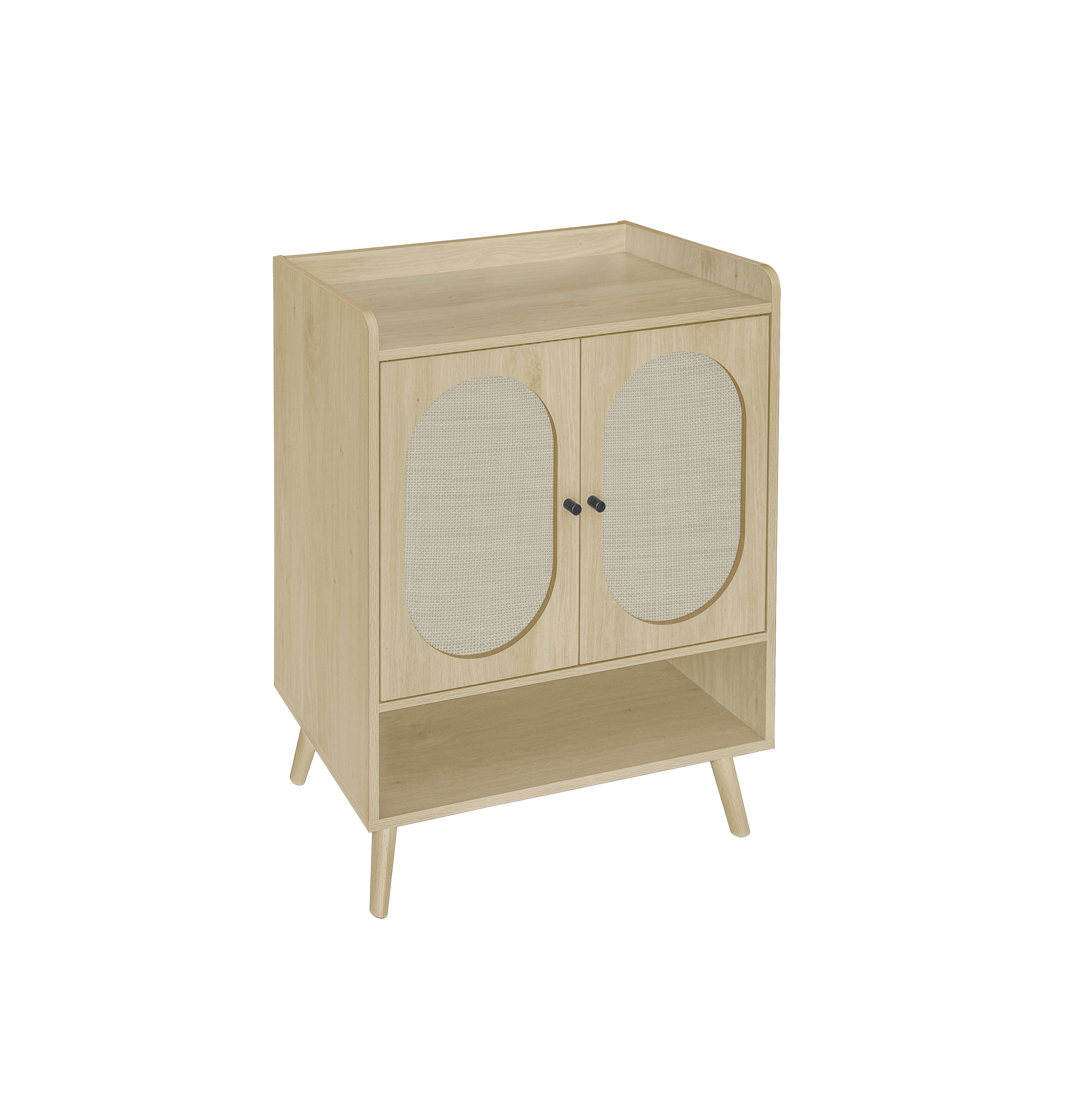 Logidon schoenenkast naturel houtlook met dubbele deuren Rotan design