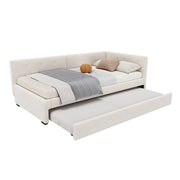 Logidon gestoffeerd bed 90x200 cm beige met lattenbodem en hoofdbord