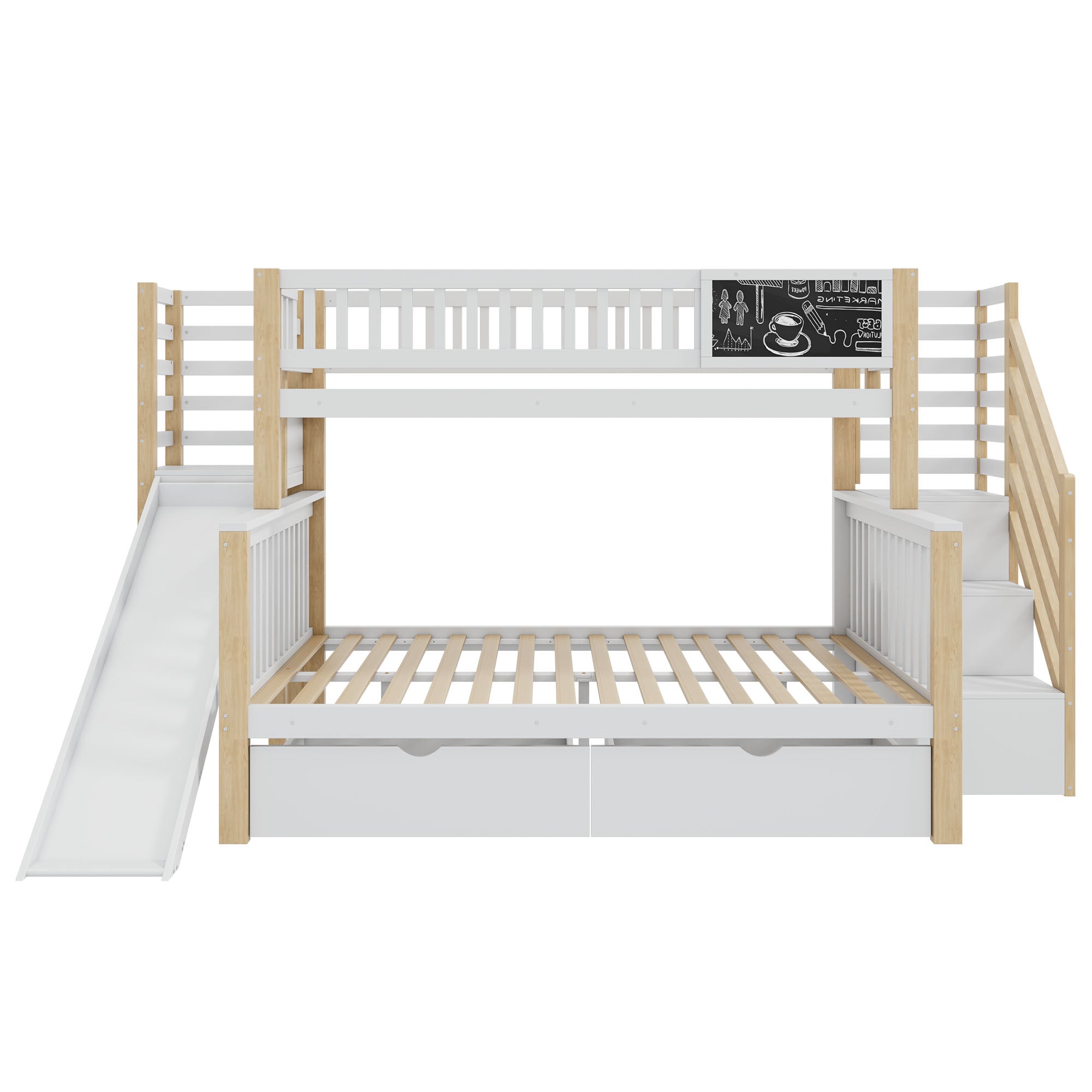 Logidon huisbed stapelbed wit 140x200 met trap en 90x200