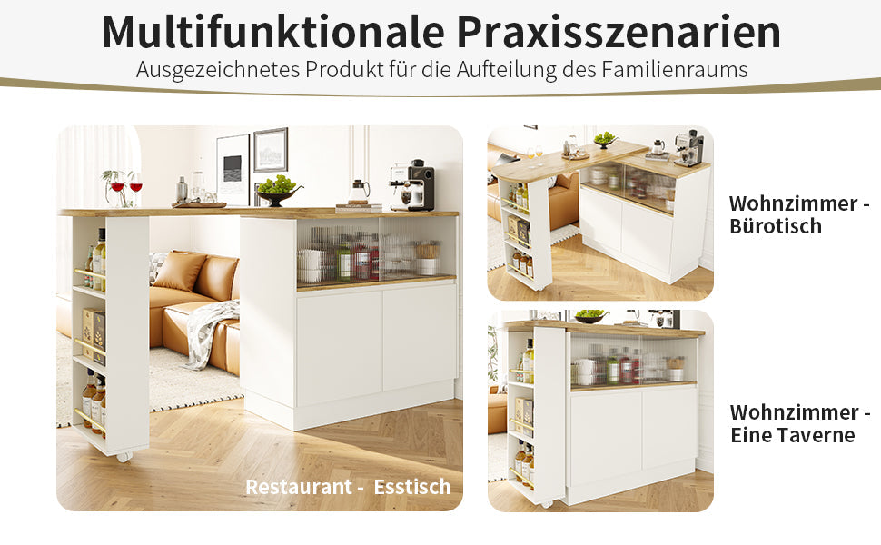 Logidon 360° draaibaar dressoir wit 90×45×100 cm glazen schuifdeur