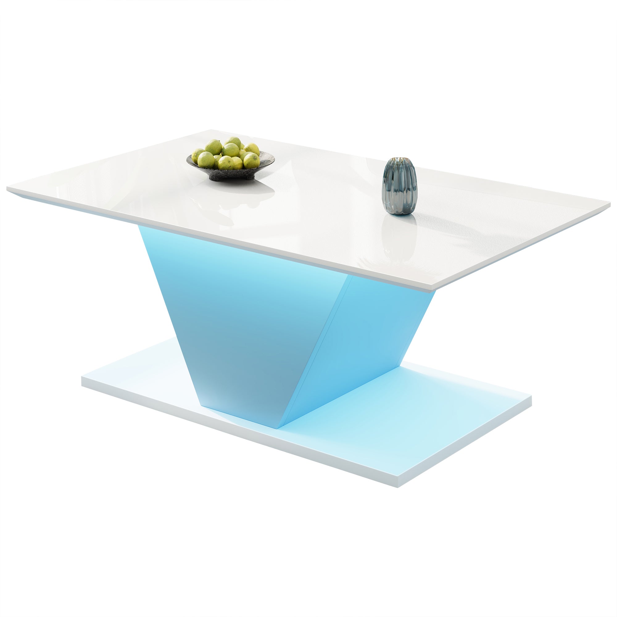 Logidon V-vorm salontafel wit hoogglans LED verlichting 100x50x46 cm