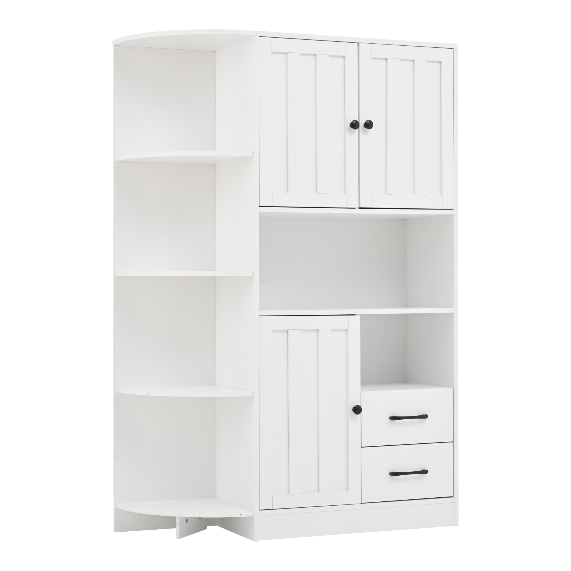 Logidon corner cabinet white 104x35x155 cm display cabinet 3 doors 2 drawers