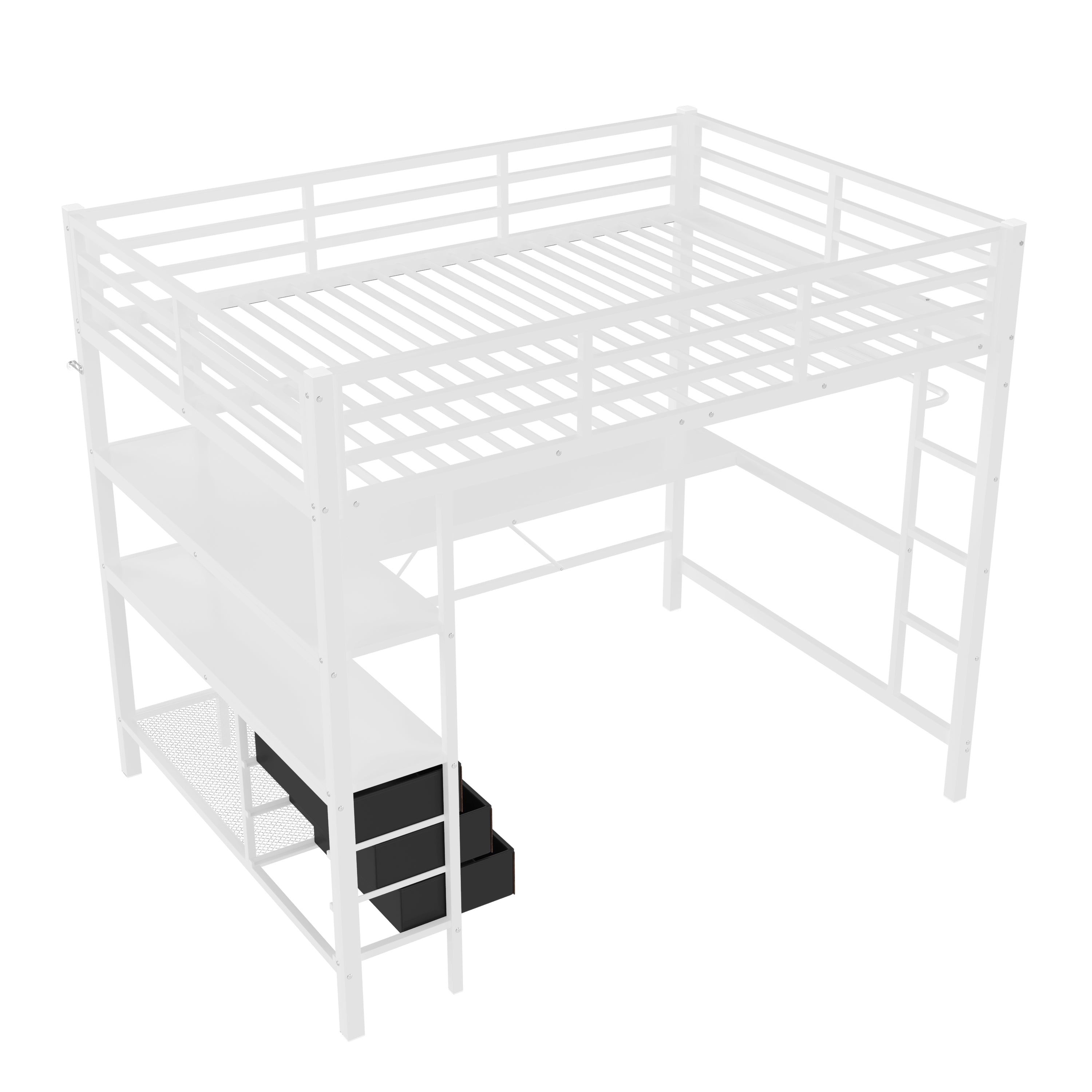 Logidon loft bed 140x200 with LED lighting USB socket 3 drawers
