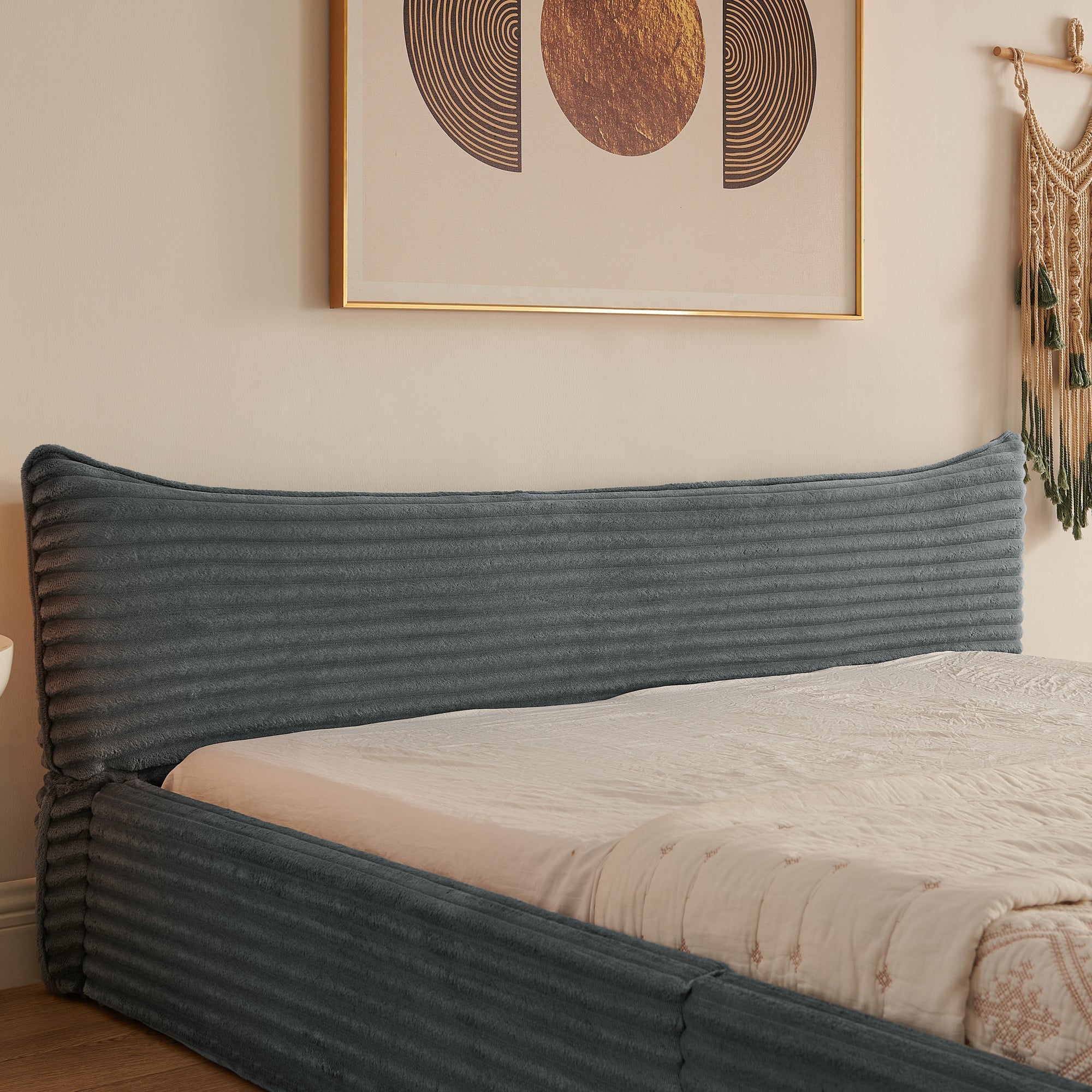 Logidon tweepersoonsbed 160x200 cm Donkergrijze chenille bekleding