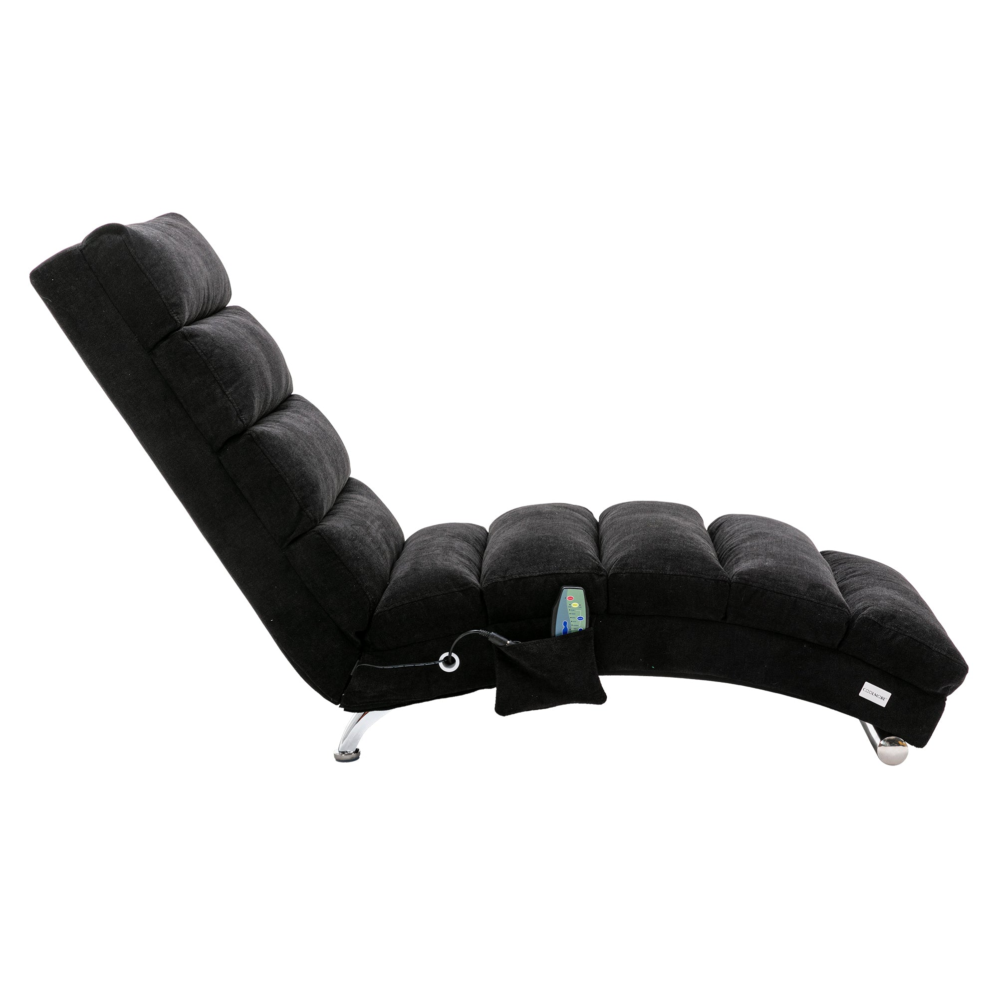 Logidon Elektrische Massage Chaise Longue Zwart met Afstandsbediening