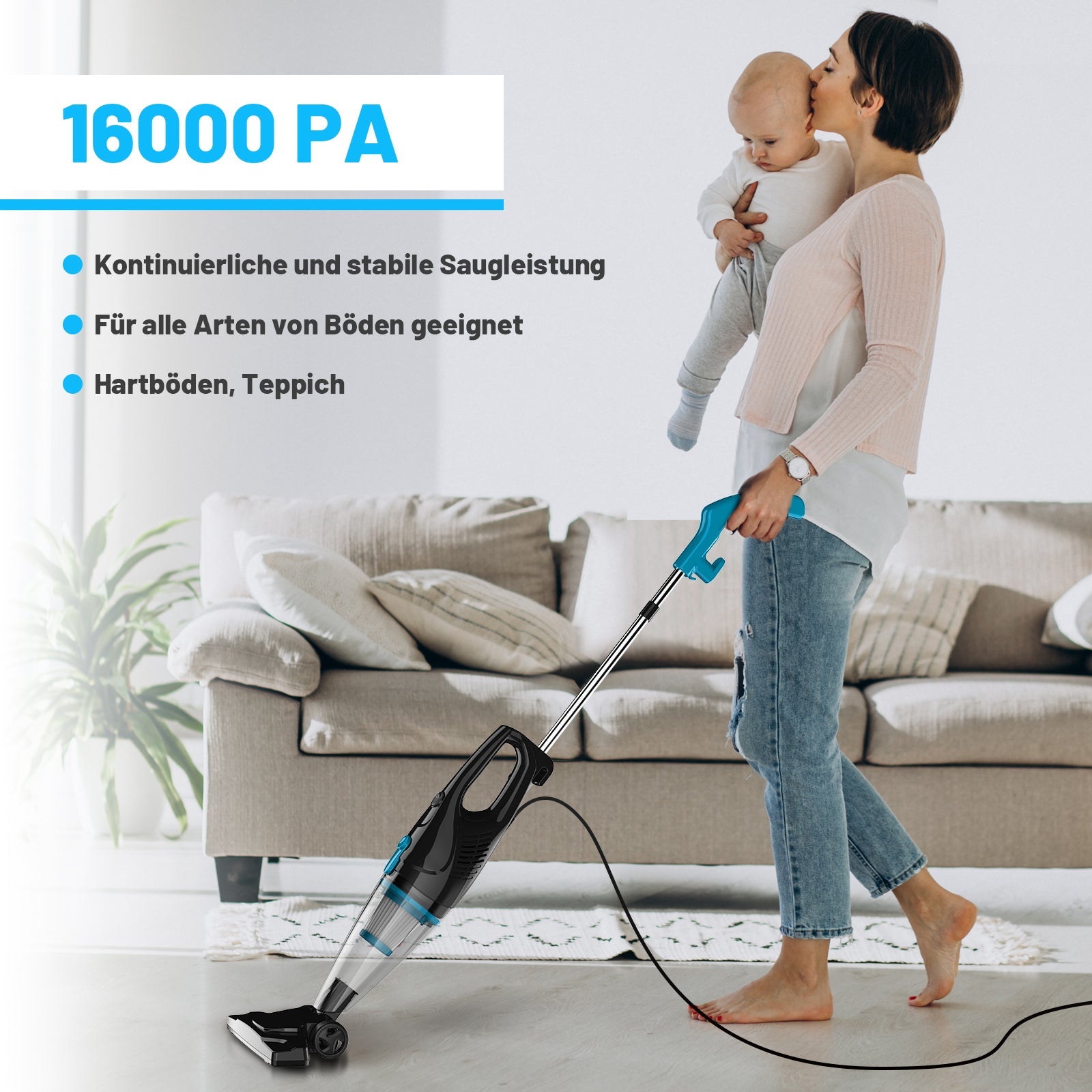 Logidon INSE R3S Blue 2-in-1 vacuum cleaner with HEPA filter