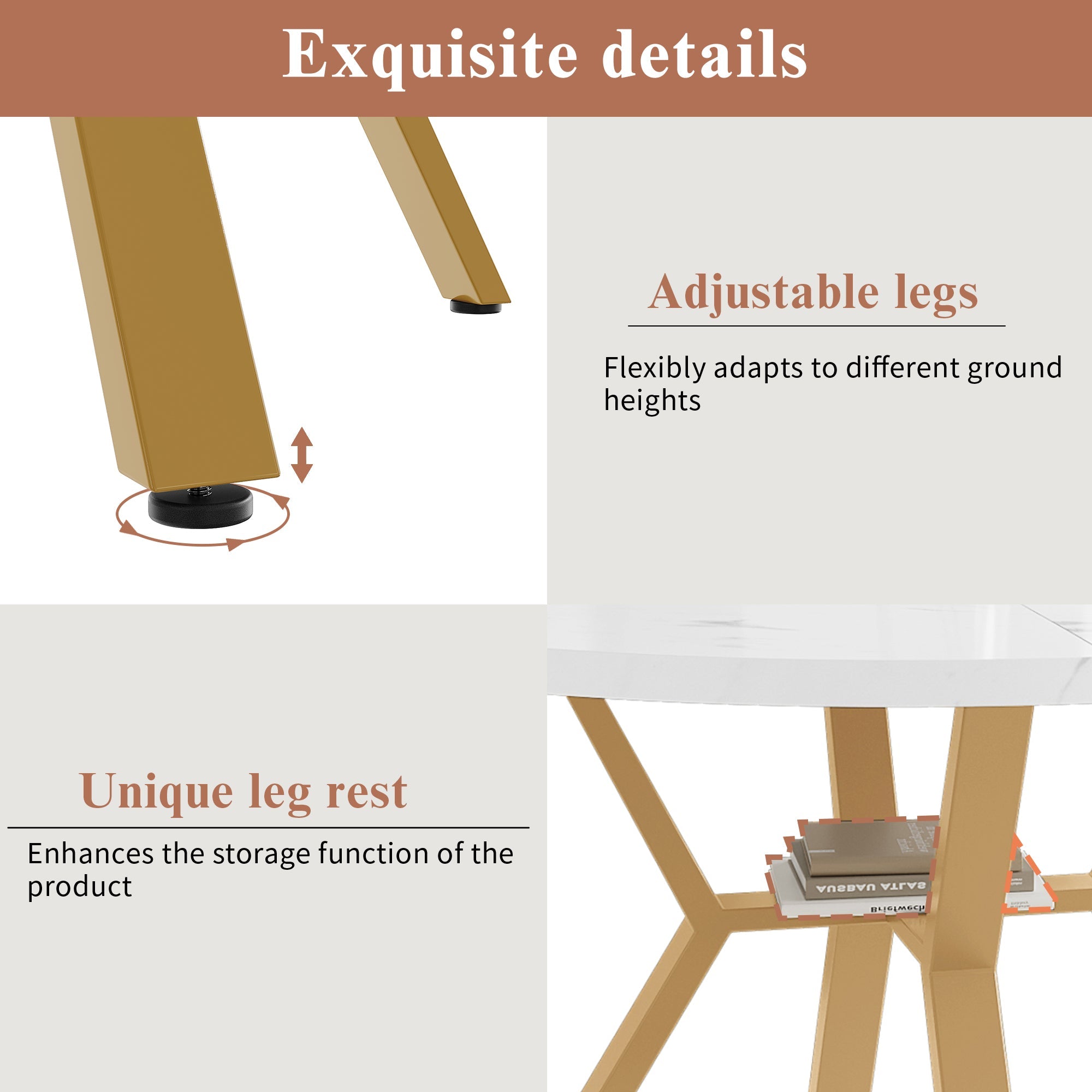 Logidon ronde eettafel marmerlook witgoud 100 cm diameter