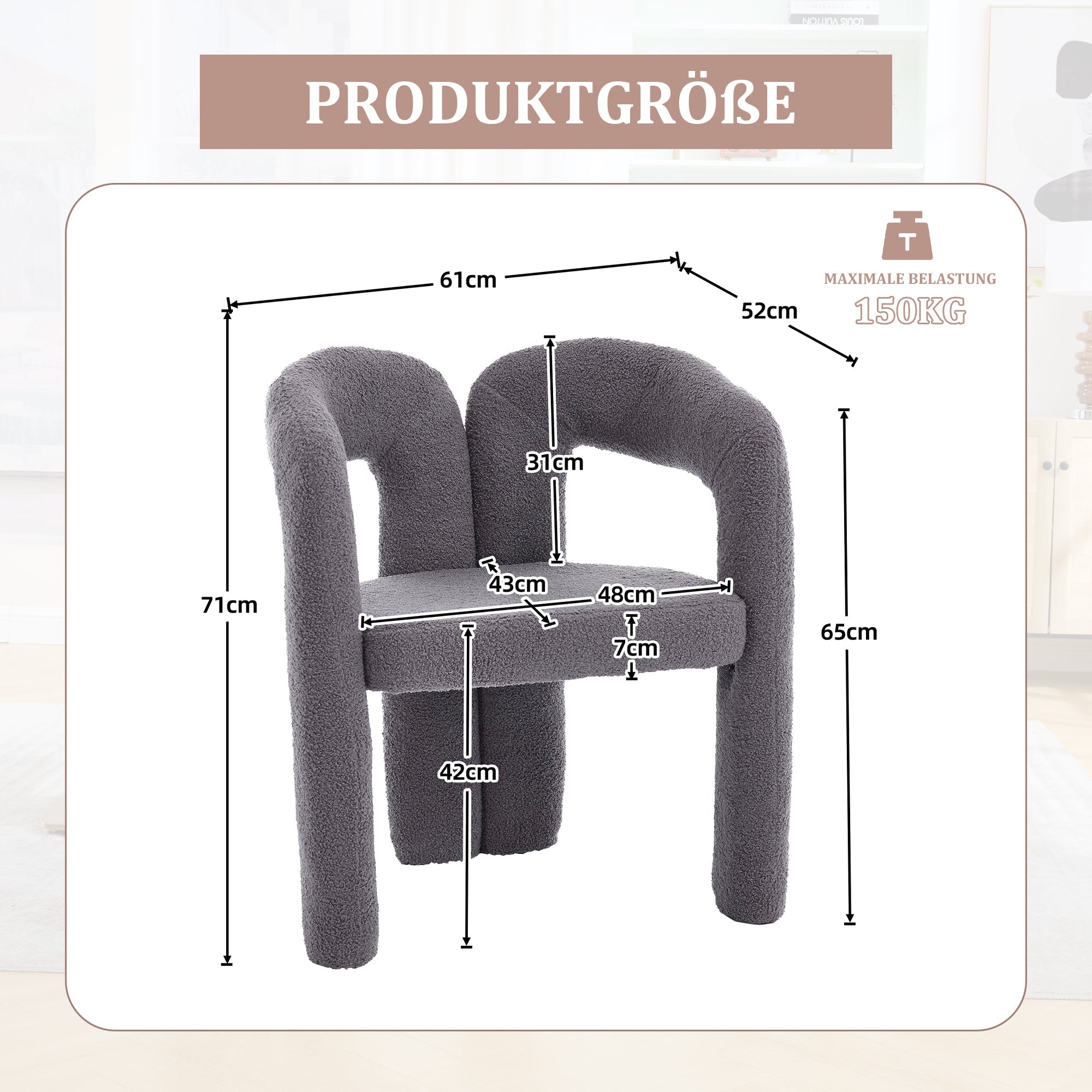 Logidon Premium Teddystoel met Ergonomische Rugleuning