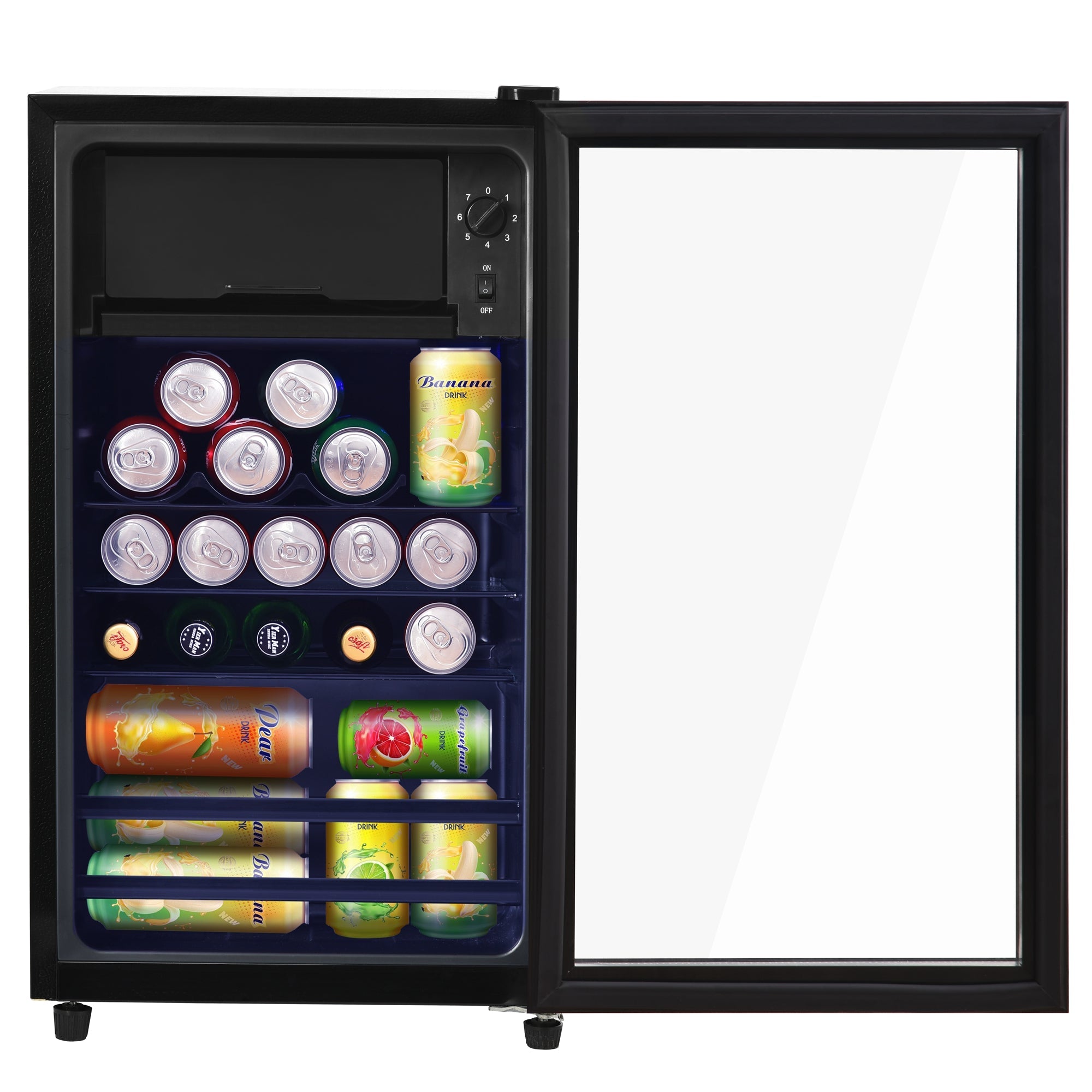 Logidon 76L minikoelkast Zwart 70L koelgedeelte, 6L vriesgedeelte, LED