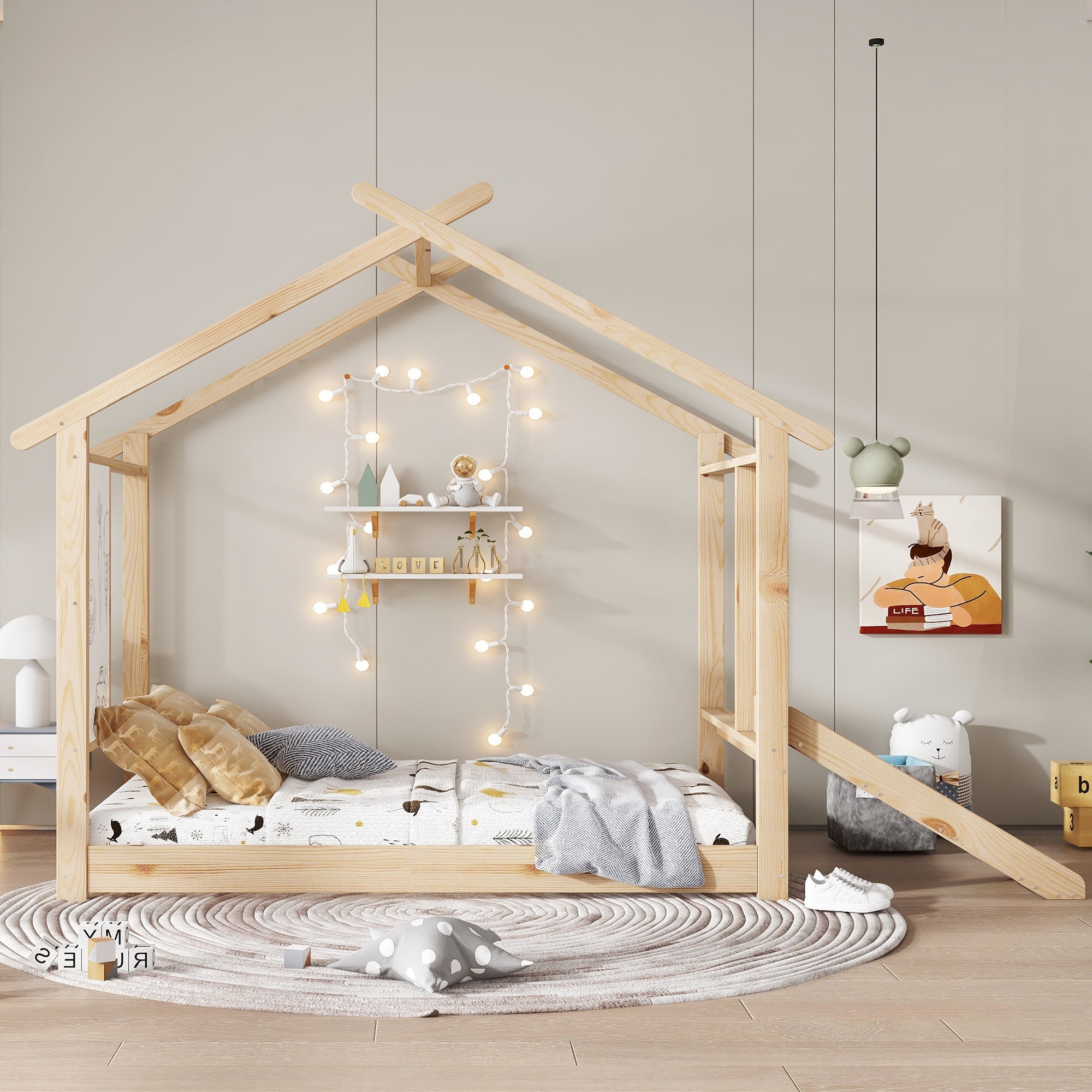 Logidon Kinderbed Met Schuifdak Design 90x200 Naturel
