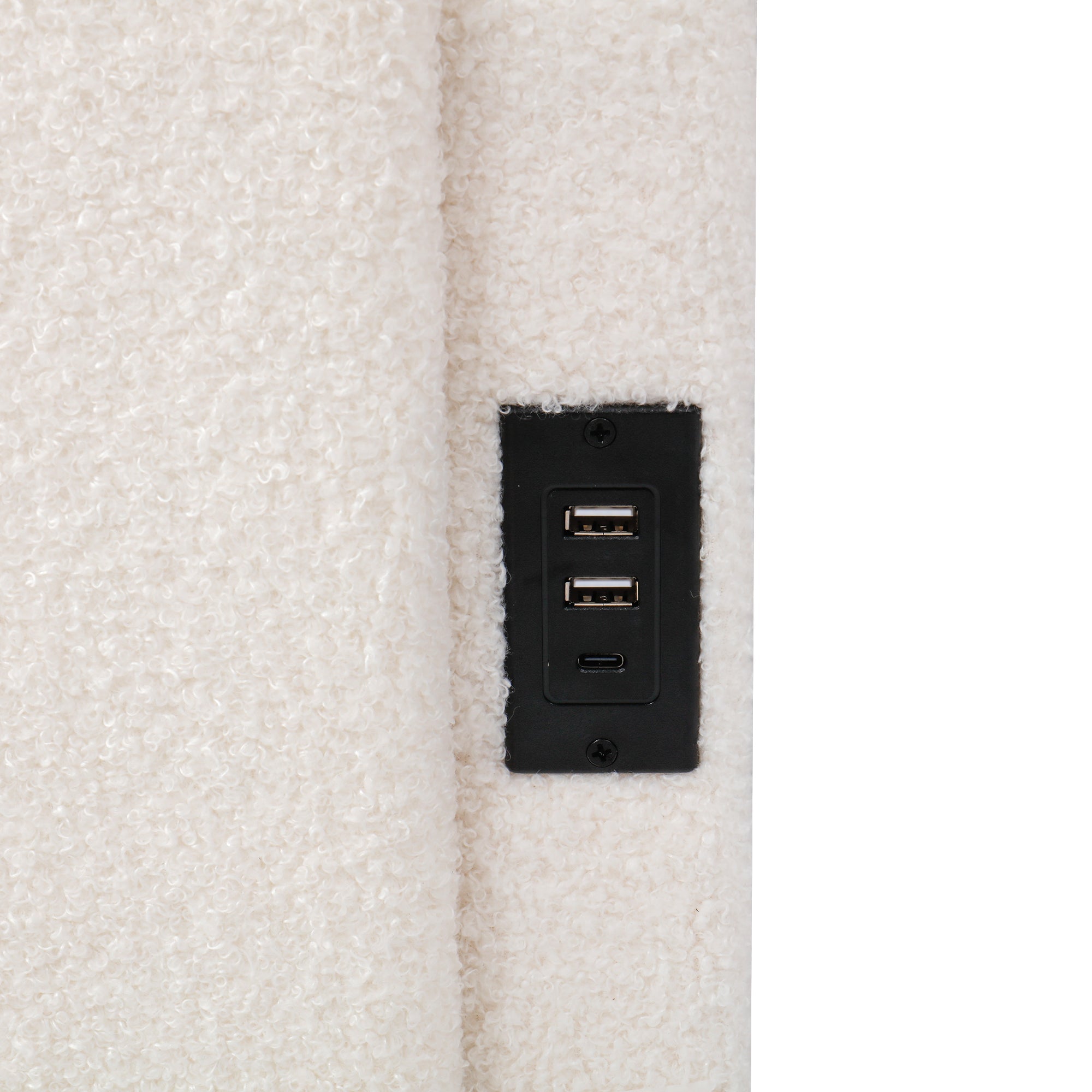 Logidon gestoffeerd bed 90x200 opbergbed slaapbank beige bouclé USB