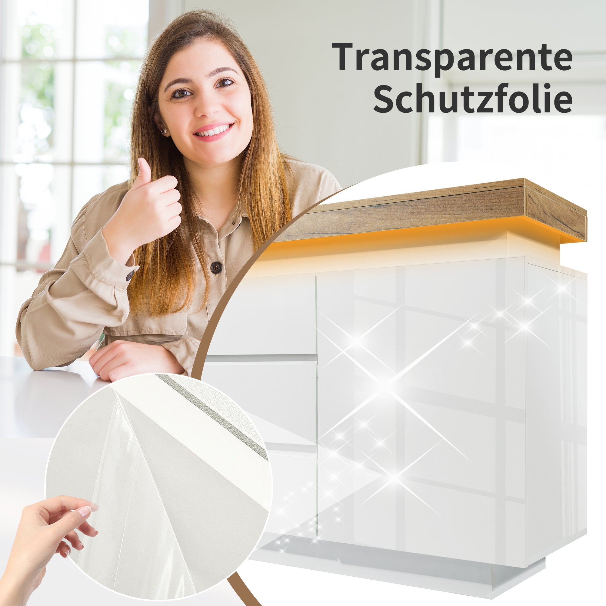 Logidon Wit Dressoir Met LED Verlichting 2 Deurs 3 Lades