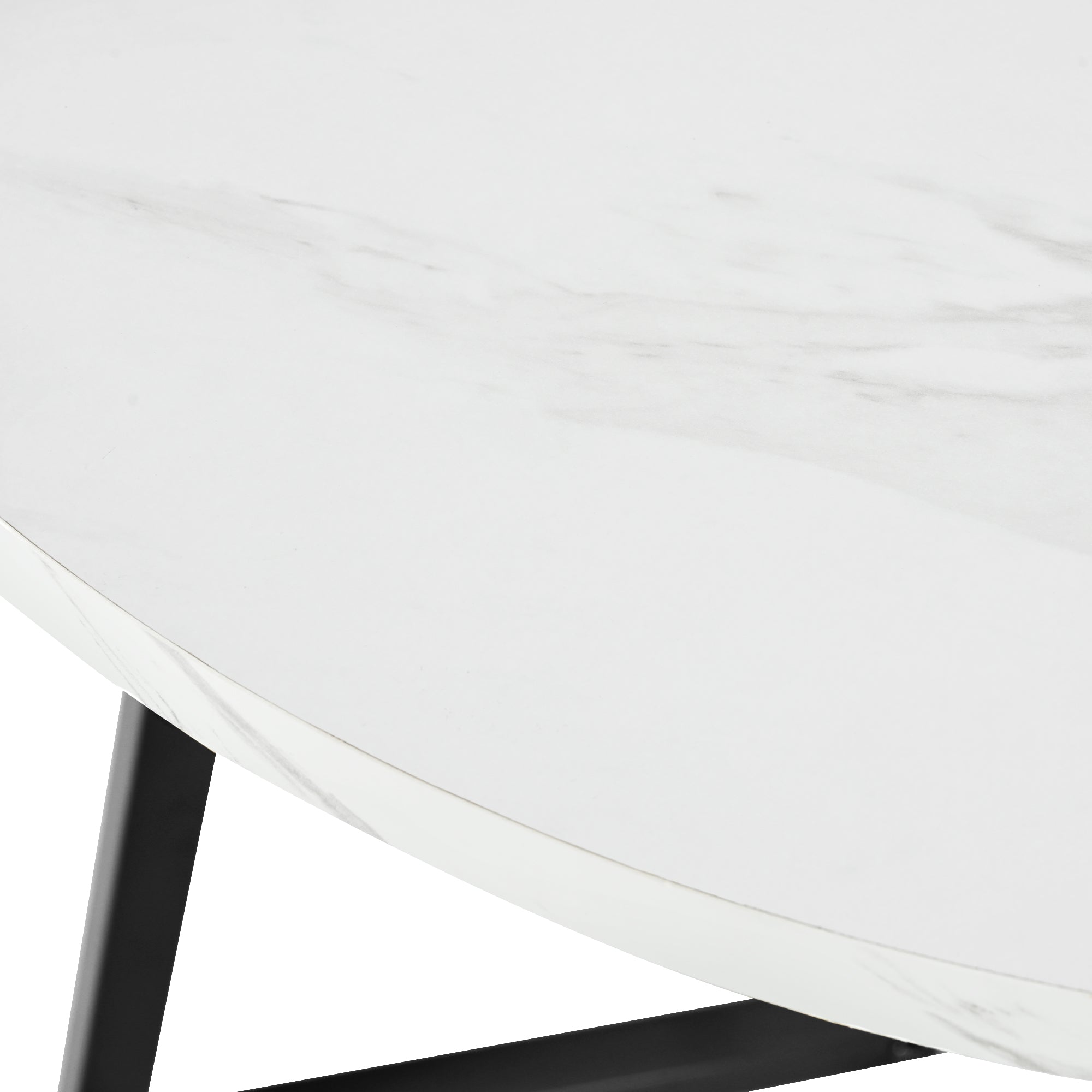 Logidon Ronde Eettafel Wit Zwart MDF Marmer Patroon 80 cm