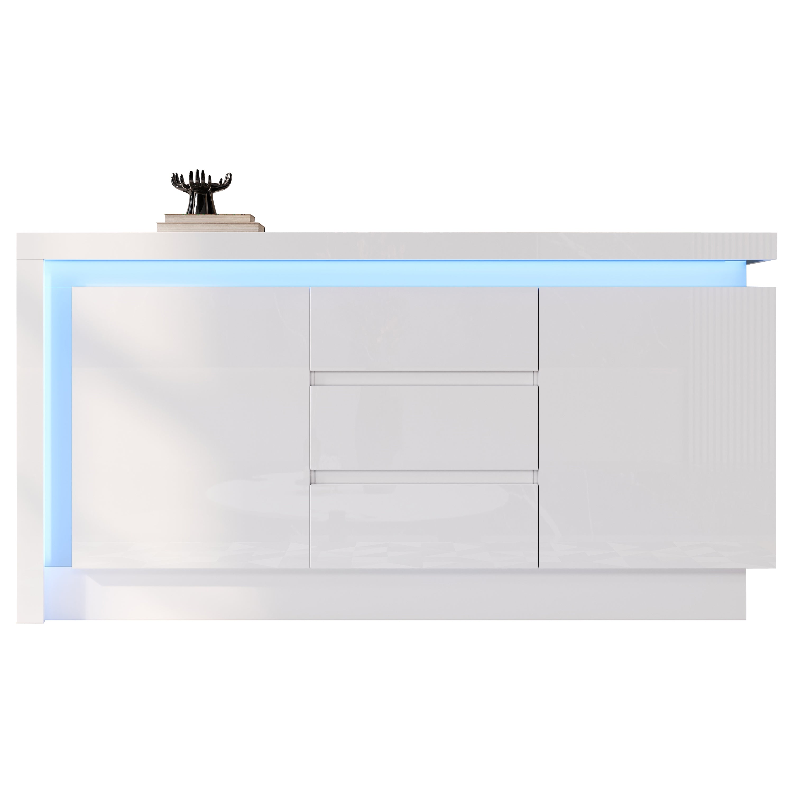 Logidon sideboard 140x35x72 cm white high gloss with LED