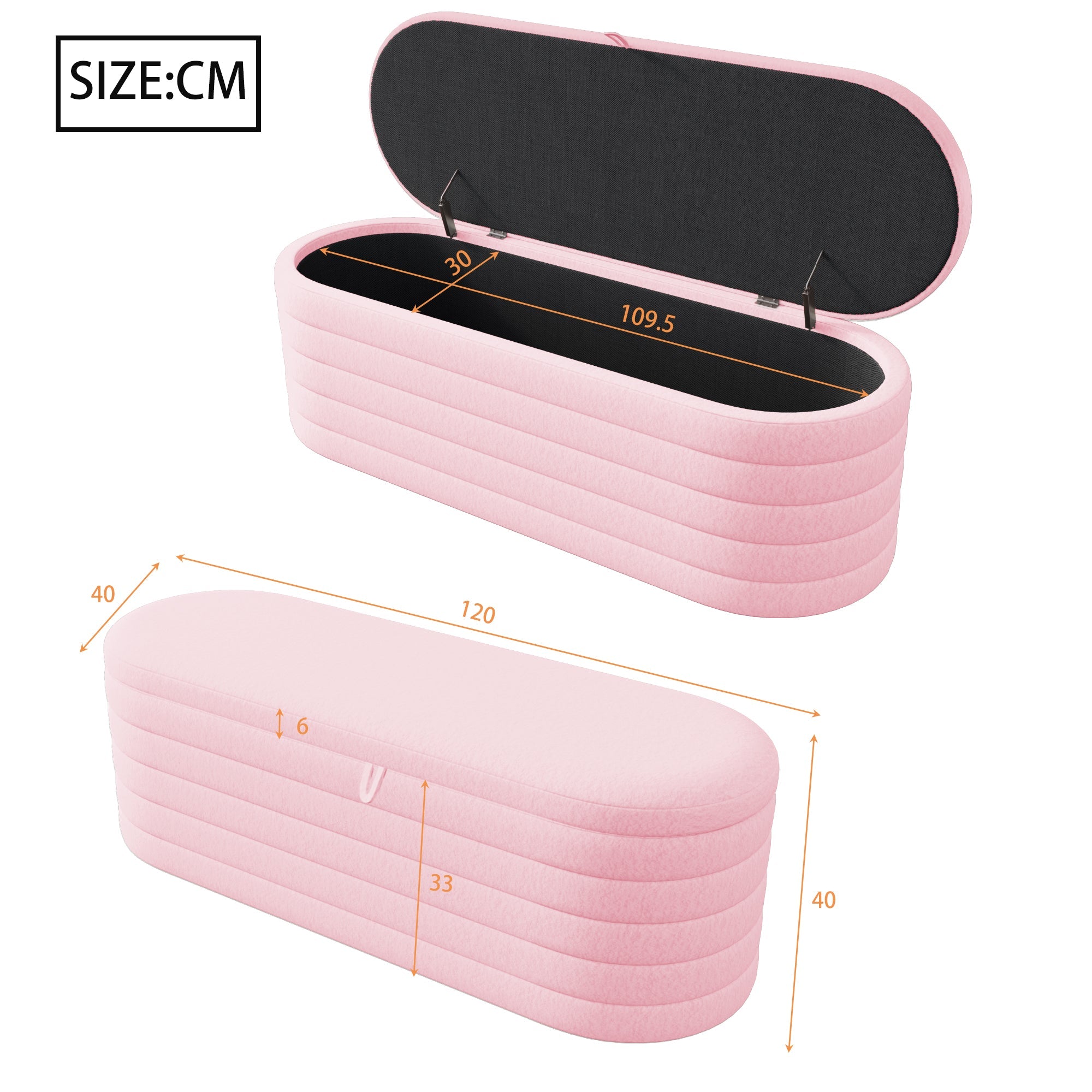 Logidon slaapbank en voetenbank 120x40 cm roze met opbergruimte