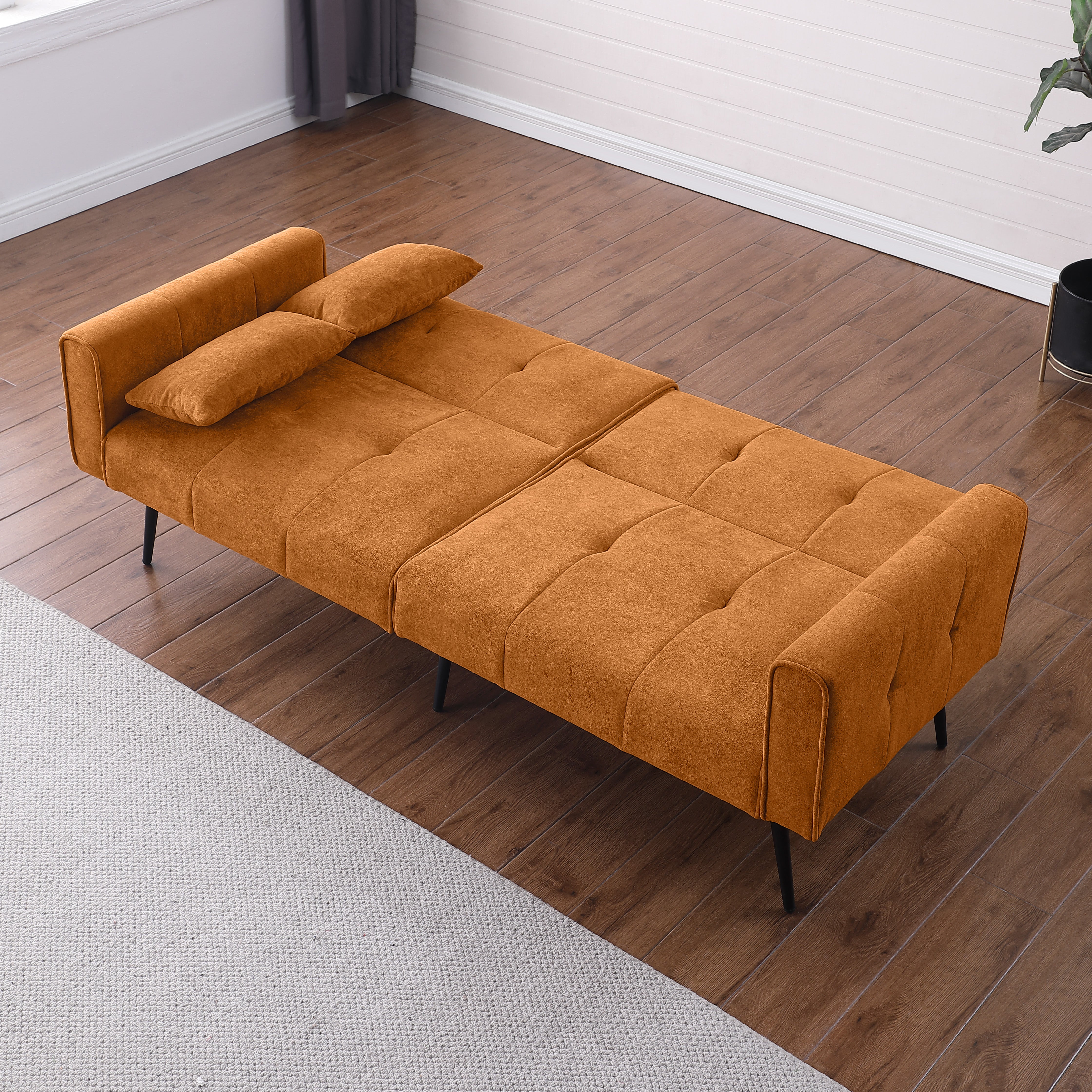 Logidon gele stoffen slaapbank 68 inch modulair voor woonkamer