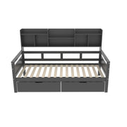 Logidon slaapbank 90x200 grijs met lattenbodem en lades