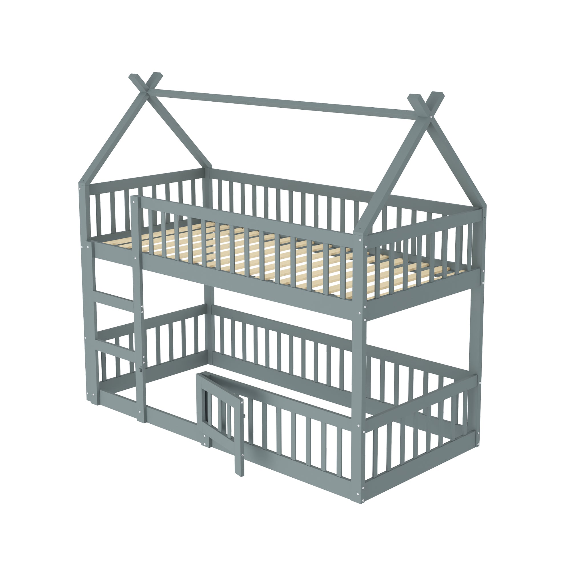 Logidon kinderstapelbed 90x200 grijze loft design trap
