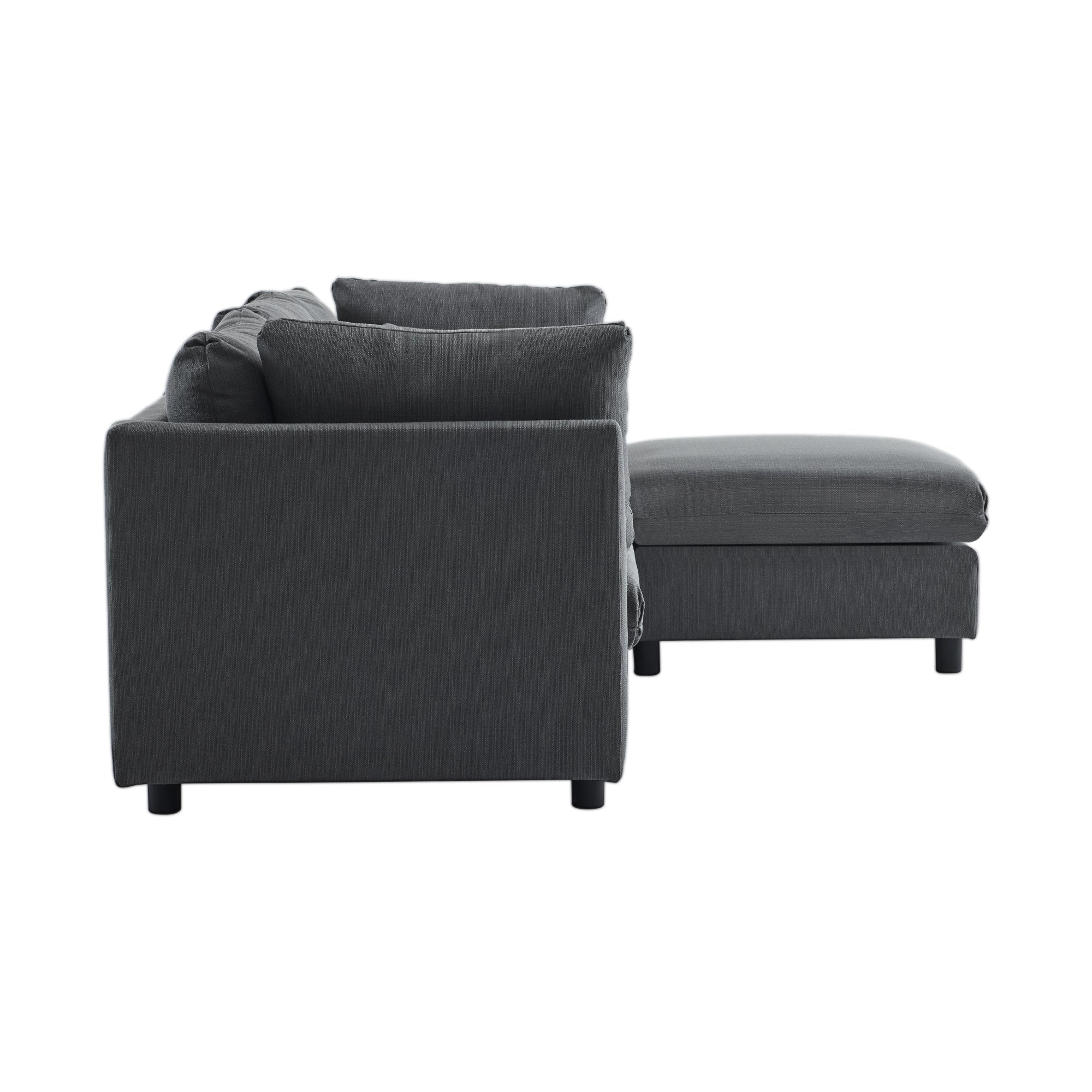 Logidon Modern Design Bank Hoekbank met Voetenbank Grijs 220 cm