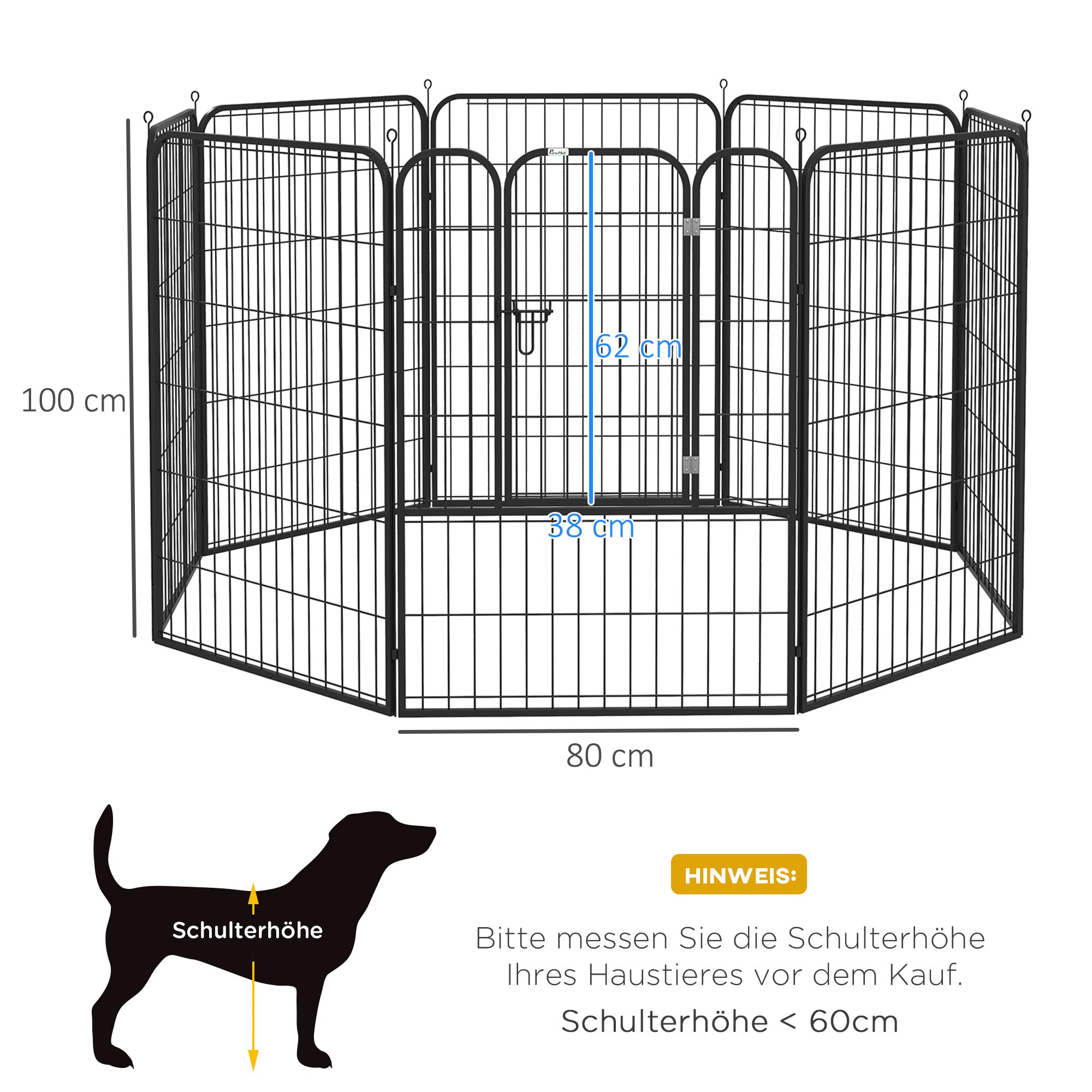 Logidon Puppy Run Zwart metalen box met deur 79x100 cm