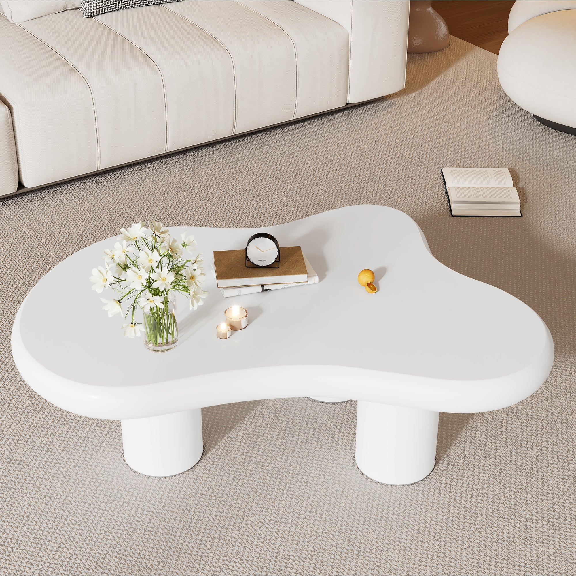 Logidon wolkvormige salontafel wit 97x67x32 cm MDF gelakt oppervlak