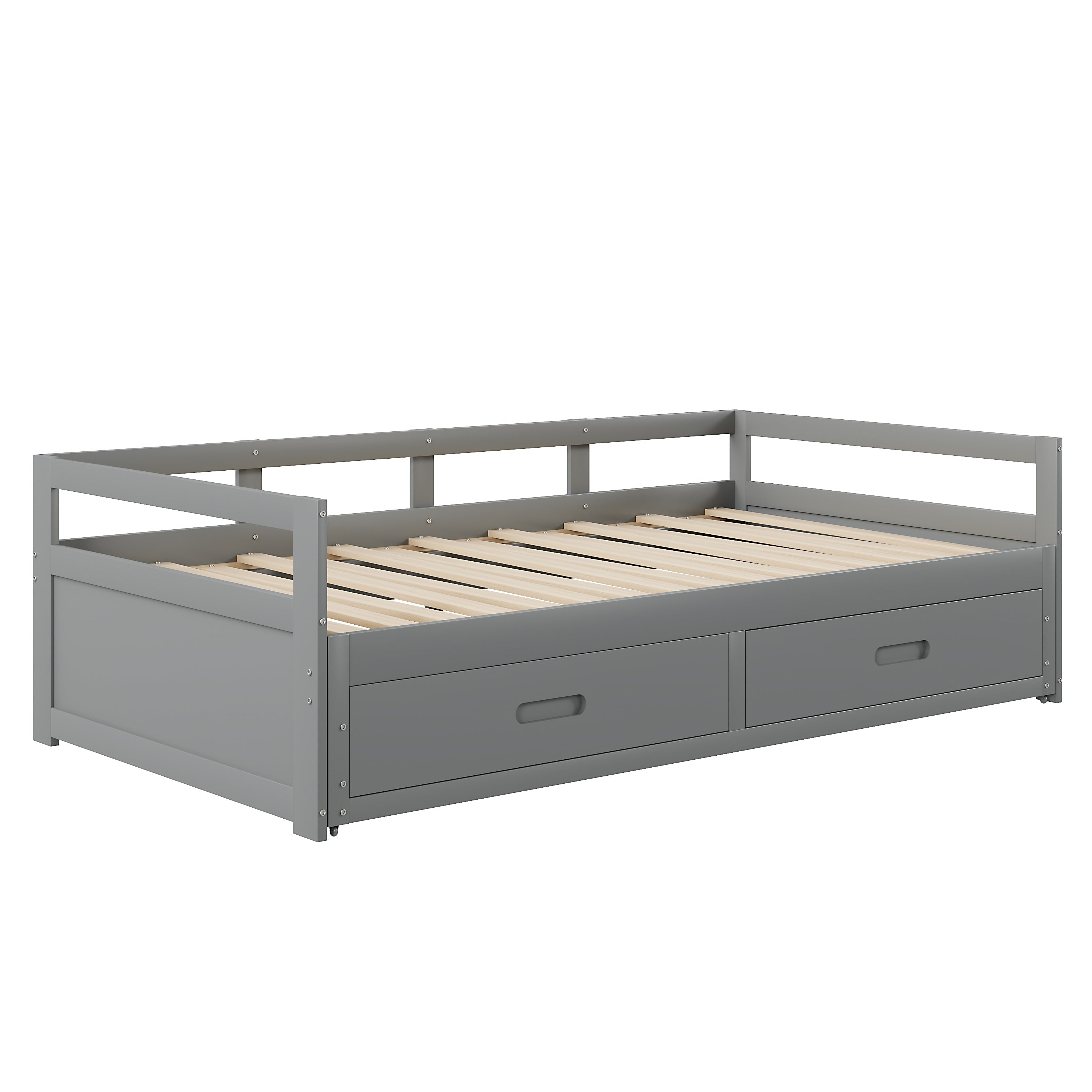 Logidon Extendable Sofa Bed 90/180x200 cm Gray With Drawers