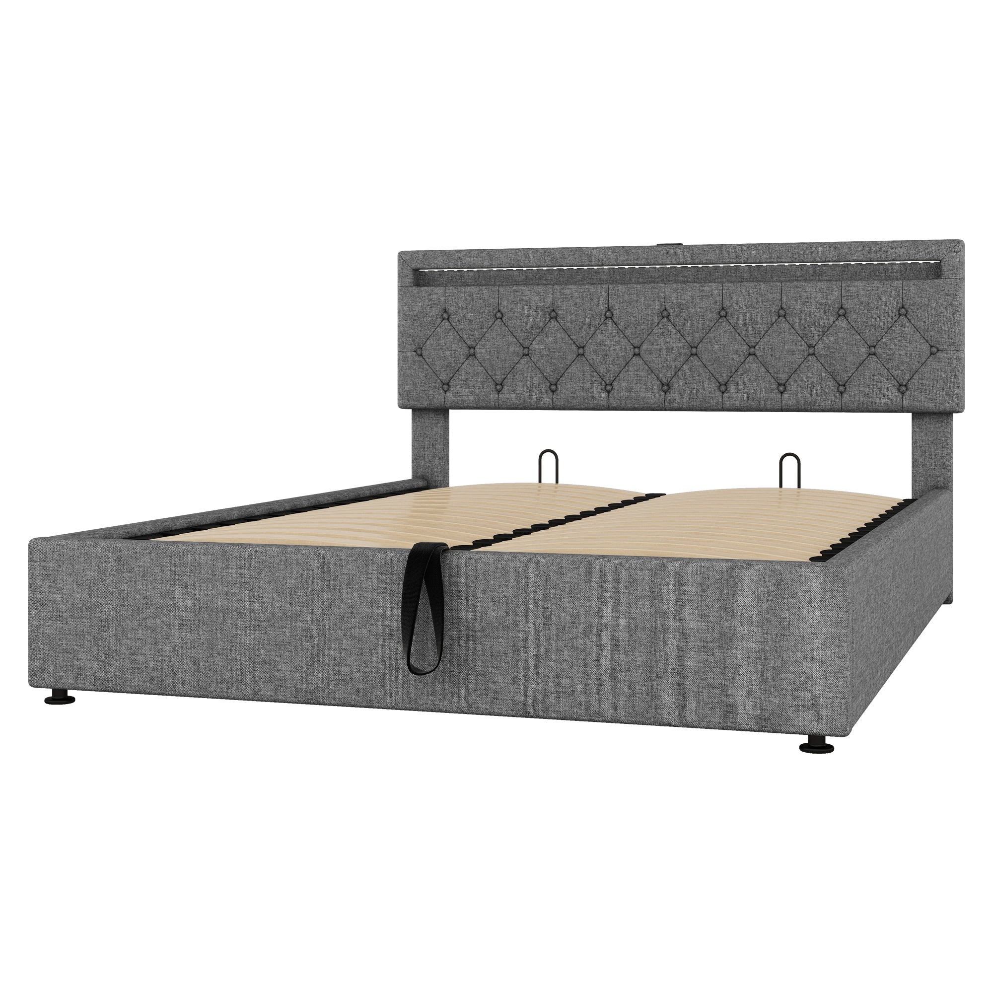Logidon grijs gestoffeerd bed 160x200 cm met LED Ambient USB-C