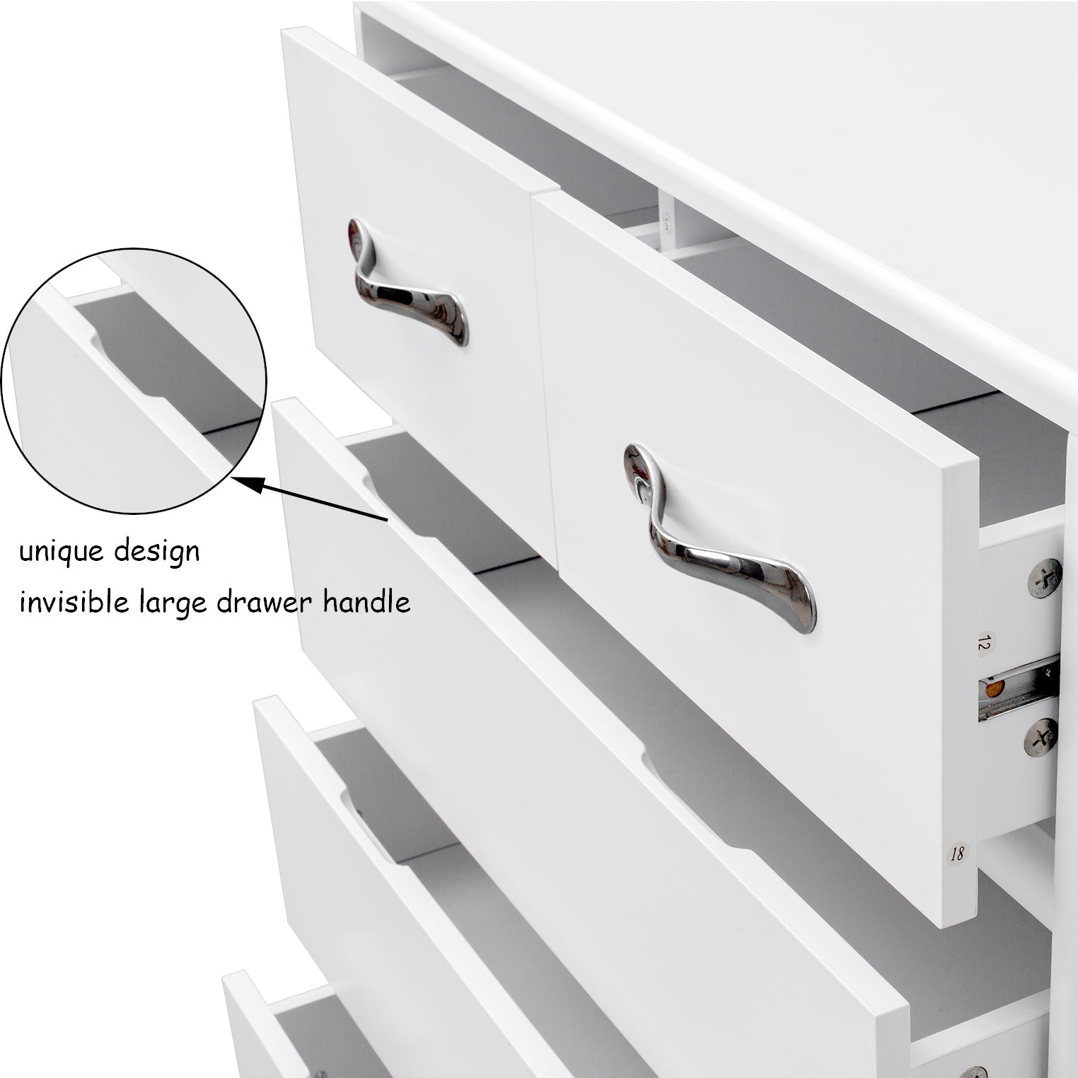 Logidon nachtkastje met zes lades wit 70x40x103 cm MDF modern design