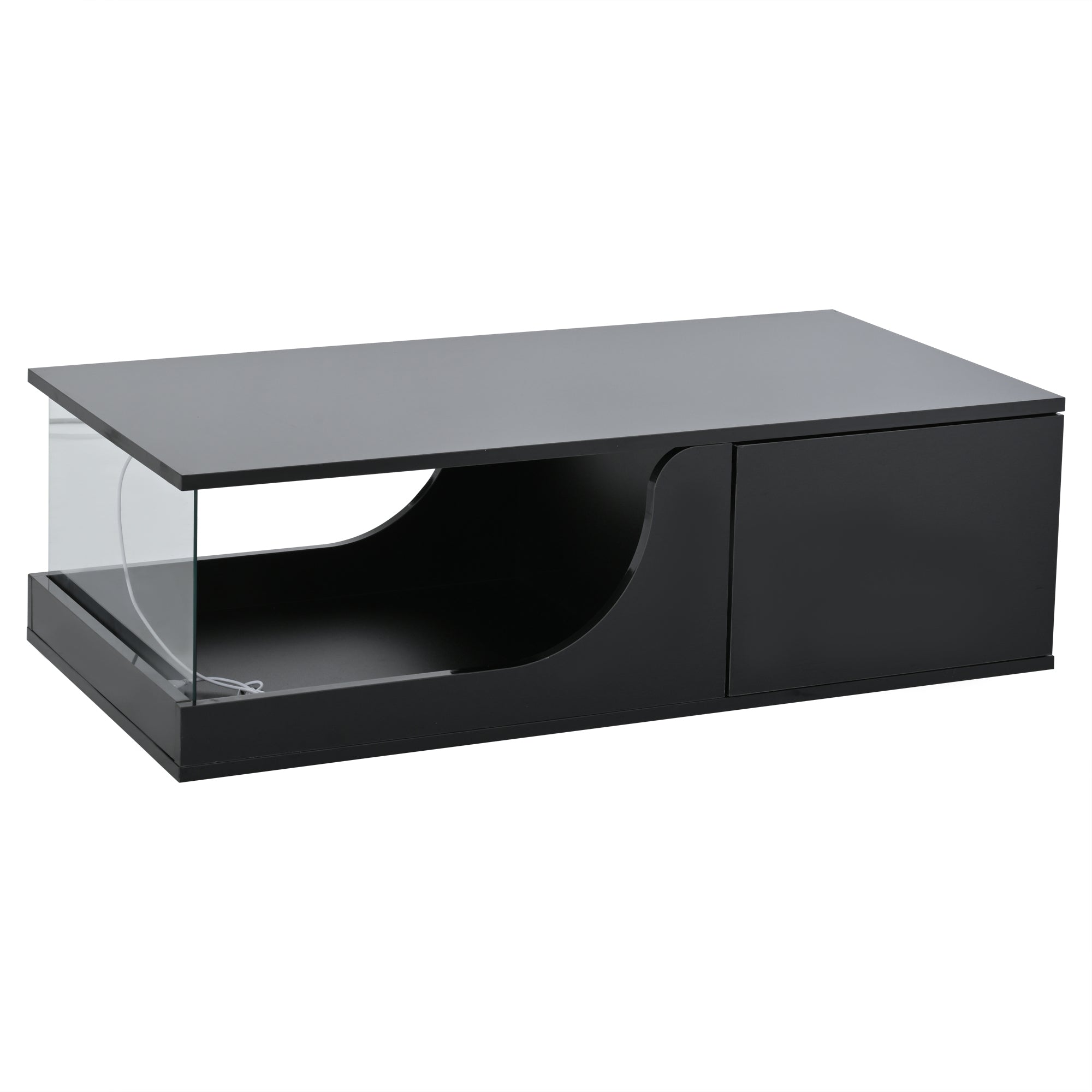 Logidon Zwarte hoogglans salontafel 100x50x30 cm LED-verlichting