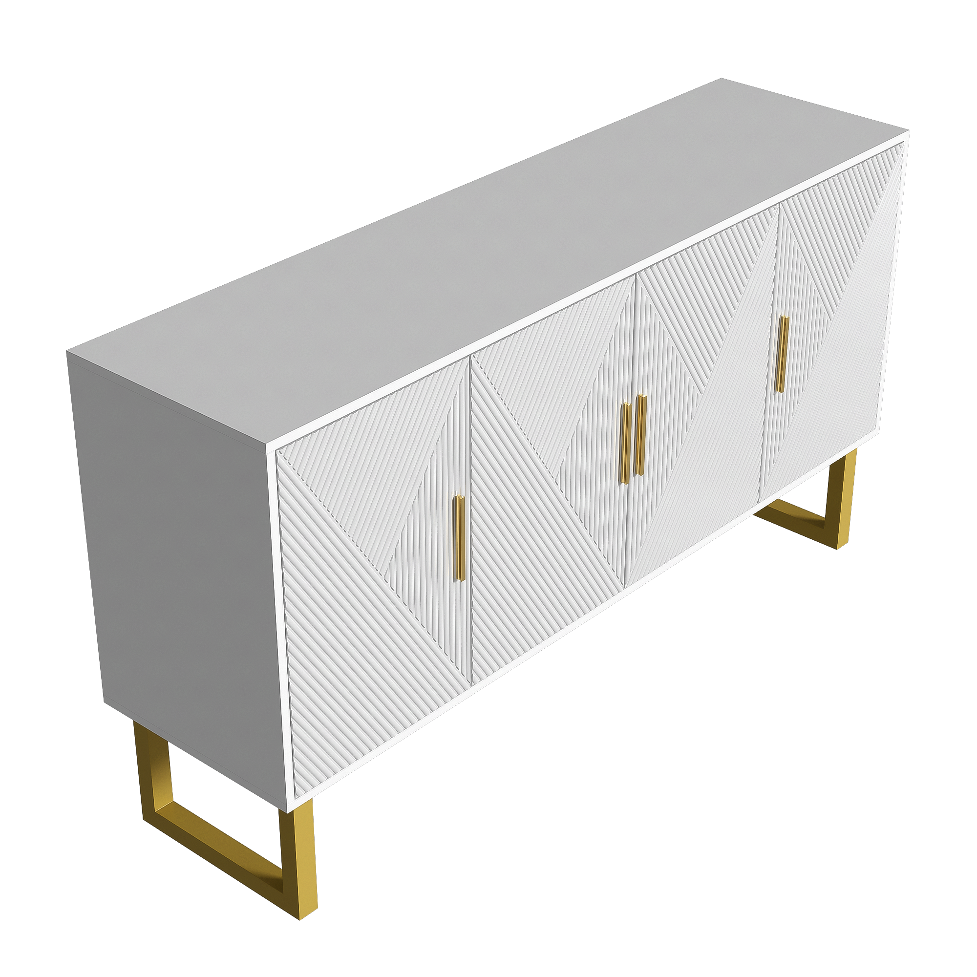 Logidon dressoir 4 deuren 150 cm wit hoogglans gouden handgrepen