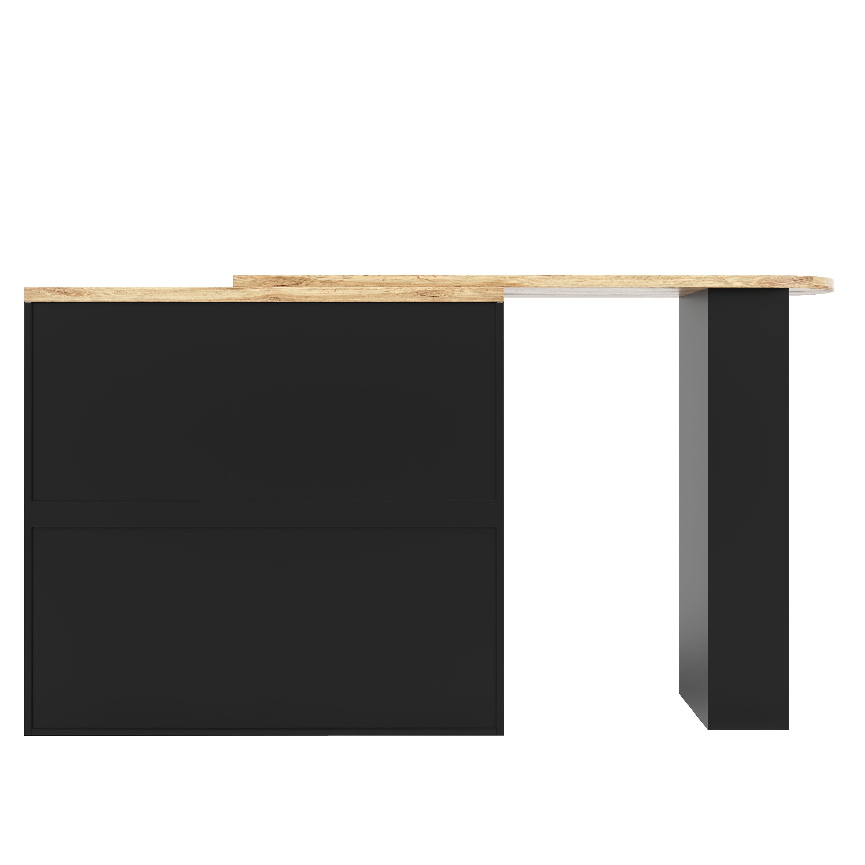 Logidon 360° draaibare bartafel 138 cm zwart met 2 lades