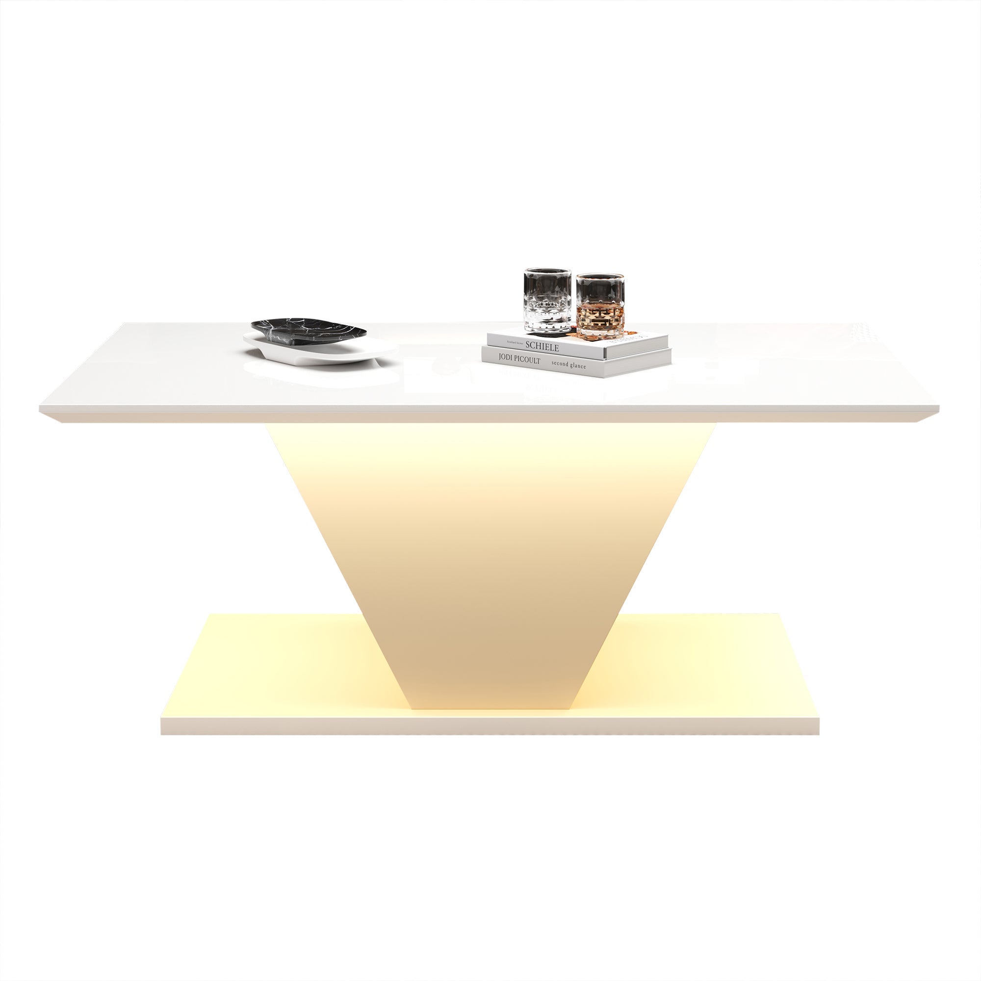 Logidon V-vorm salontafel wit hoogglans LED verlichting 100x50x46 cm