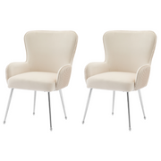 Logidon Velvet Dining Chair Set of 2 Luxurious Beige With Armrests