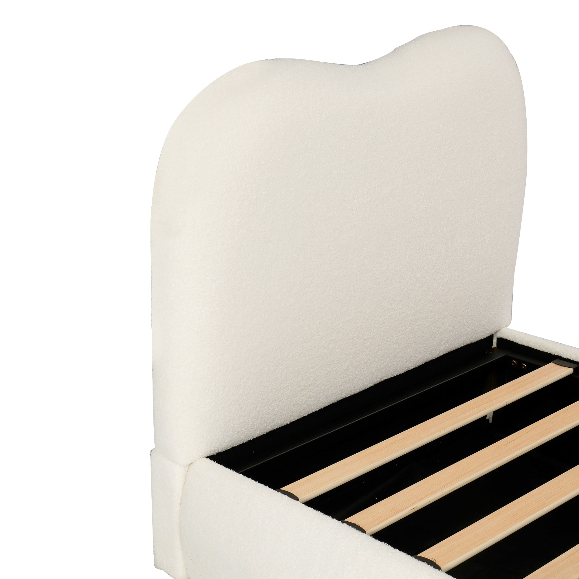 Logidon Hydraulisch Kinderbed 90 x 200 cm met Opbergruimte Beige Bouclé