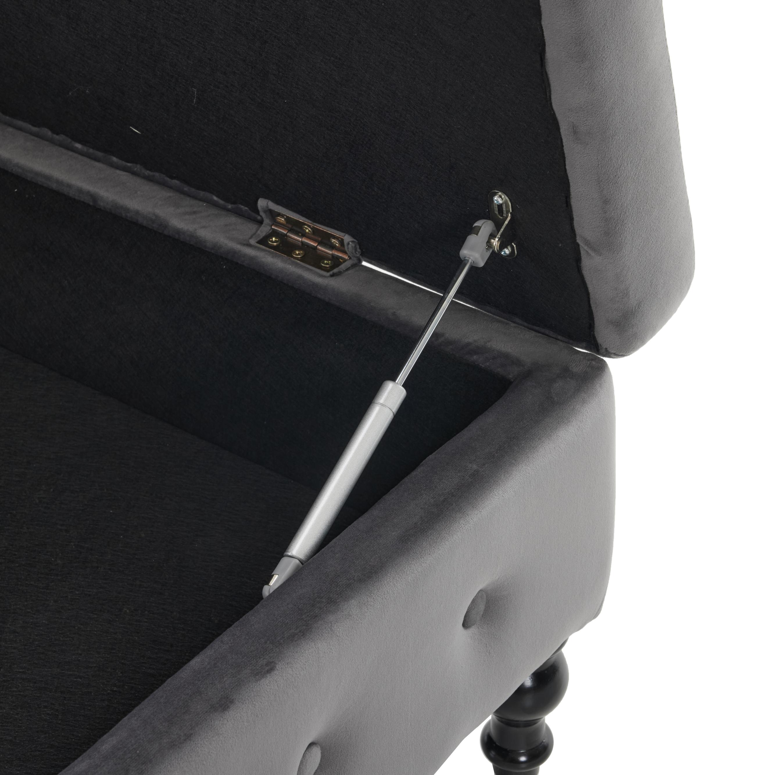 Logidon chaise longue bank grijs fluweel met opbergspijkerkop