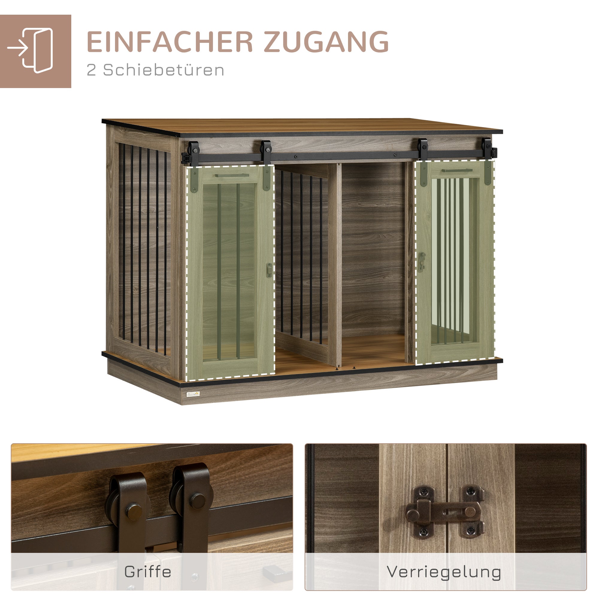 Logidon hondenkooi eikenhout 120x60x88,5 cm 2 deuren
