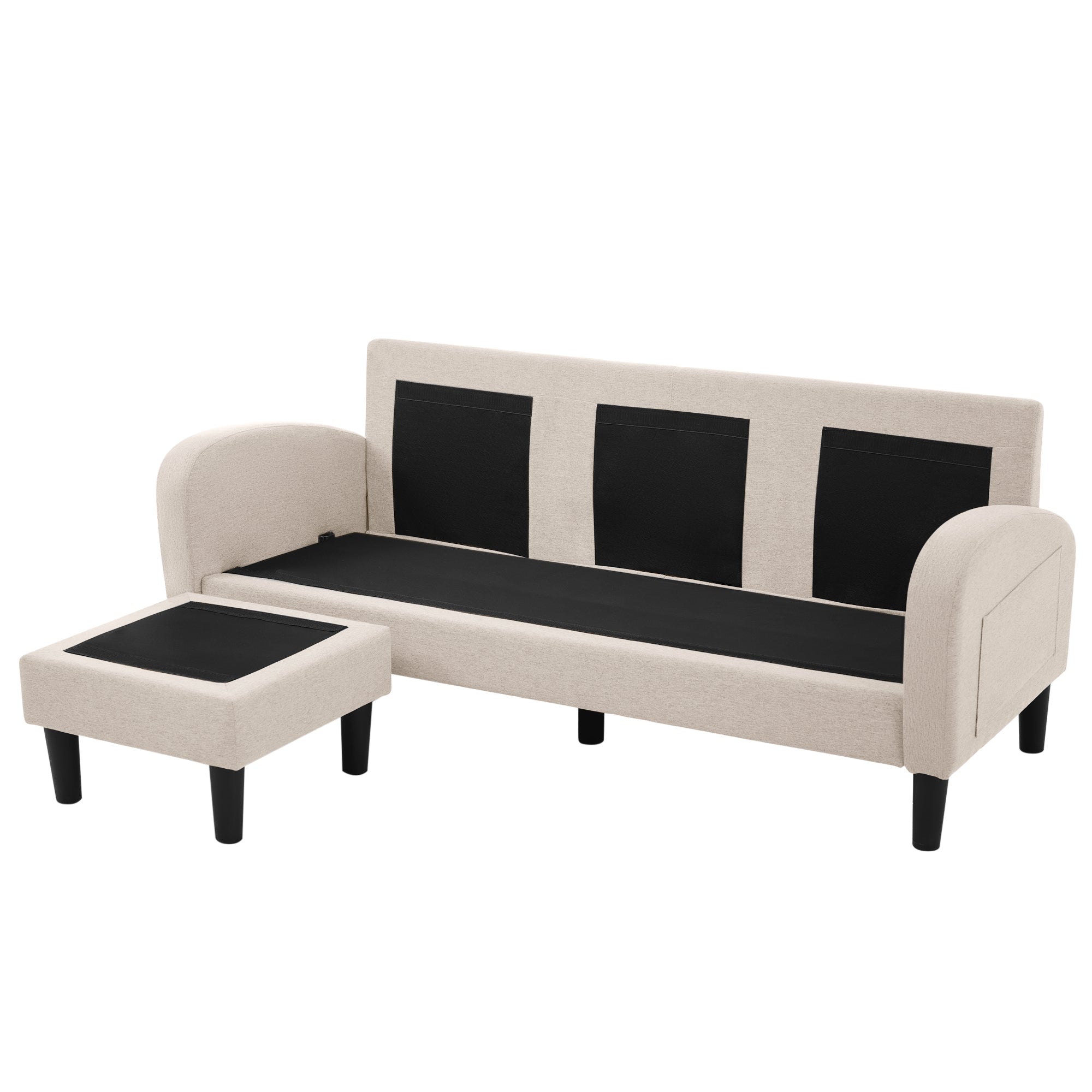 Logidon L hoekbank met chaise longue 3-zits beige 166x118x77 cm