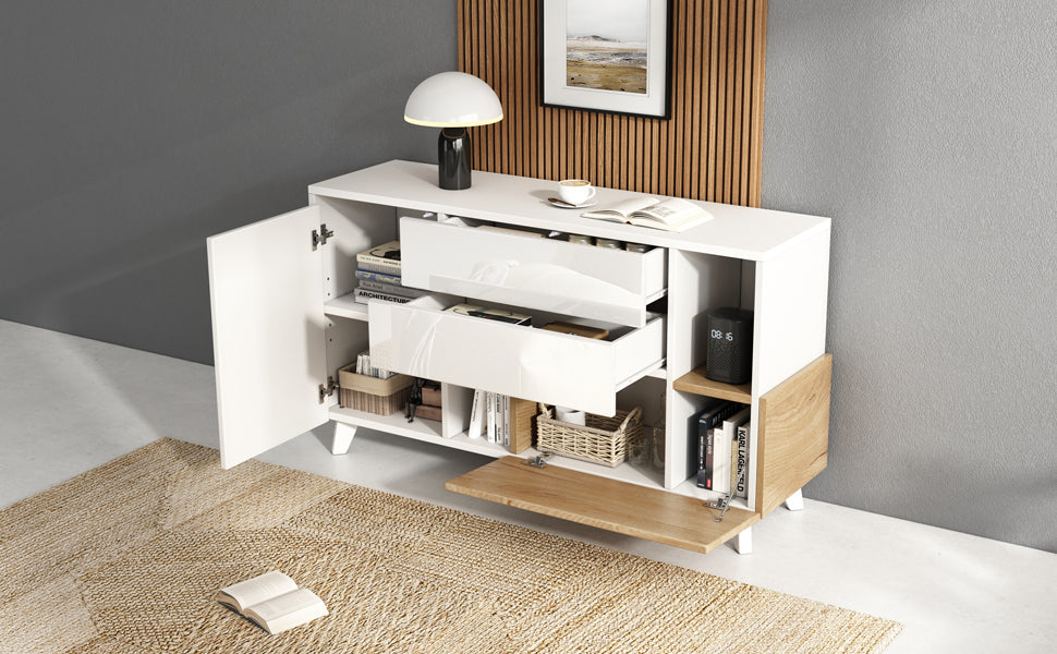 Logidon dressoir hoogglans wit 130x40x70 cm met opbergruimte