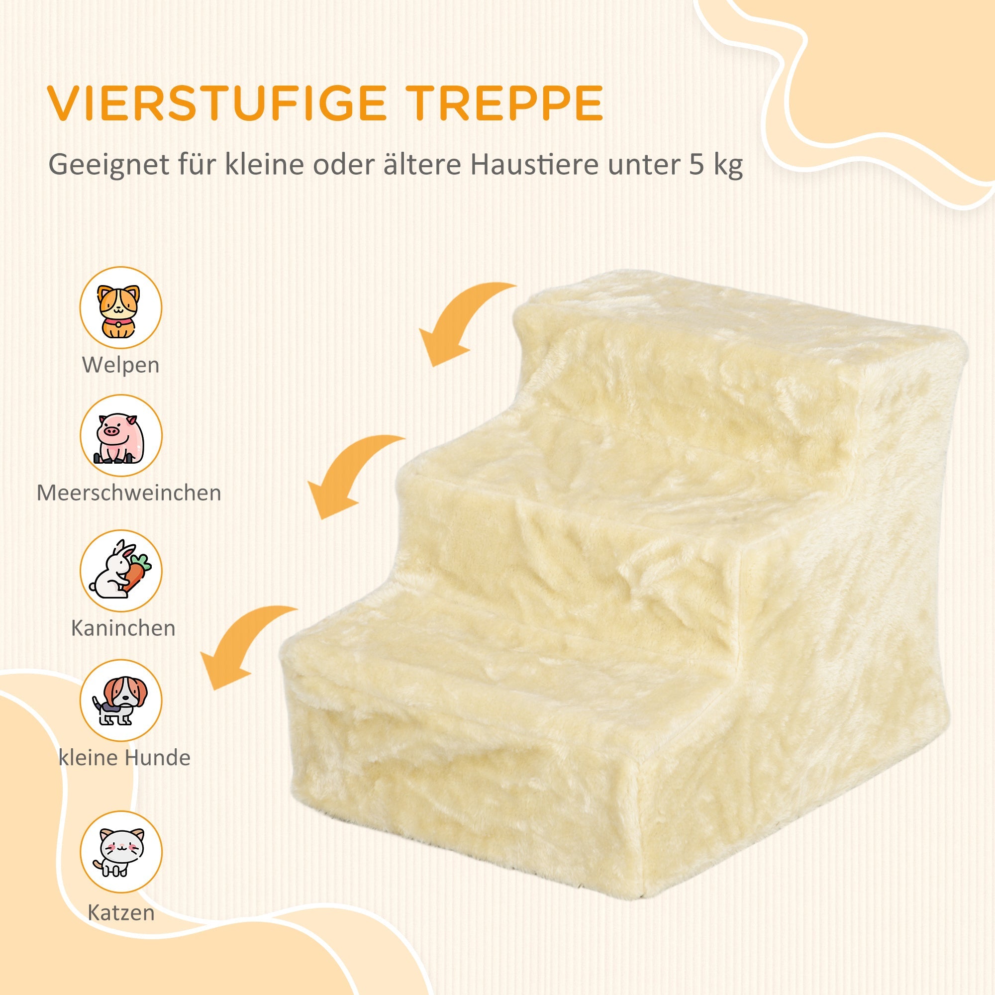 Logidon PawHut hondentrap 3-trede 35 cm pluche look beige