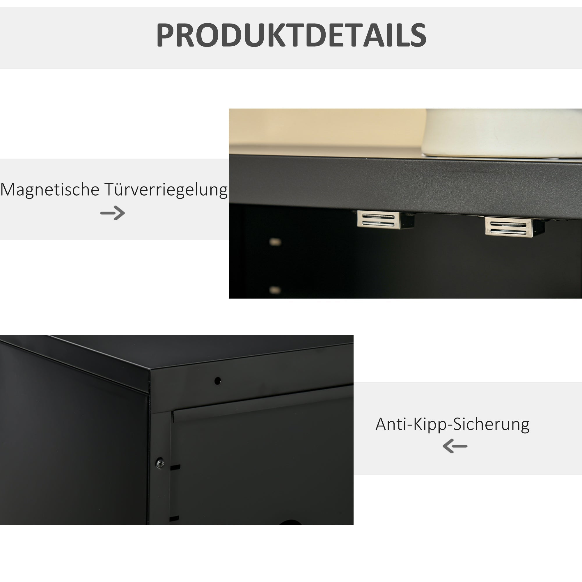 Logidon archiefkast dressoir met lattendeuren zwart 75x33x110 cm