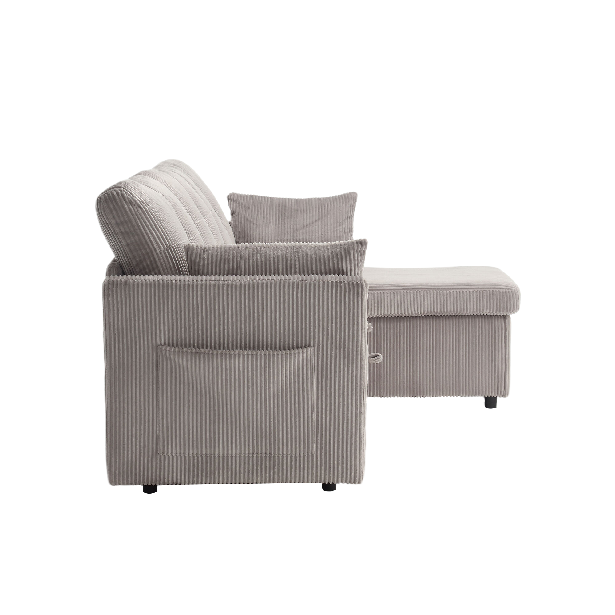 Logidon Modulaire Hoekbank Fluweel Donkergrijs Met Uitschuifbaar Bed