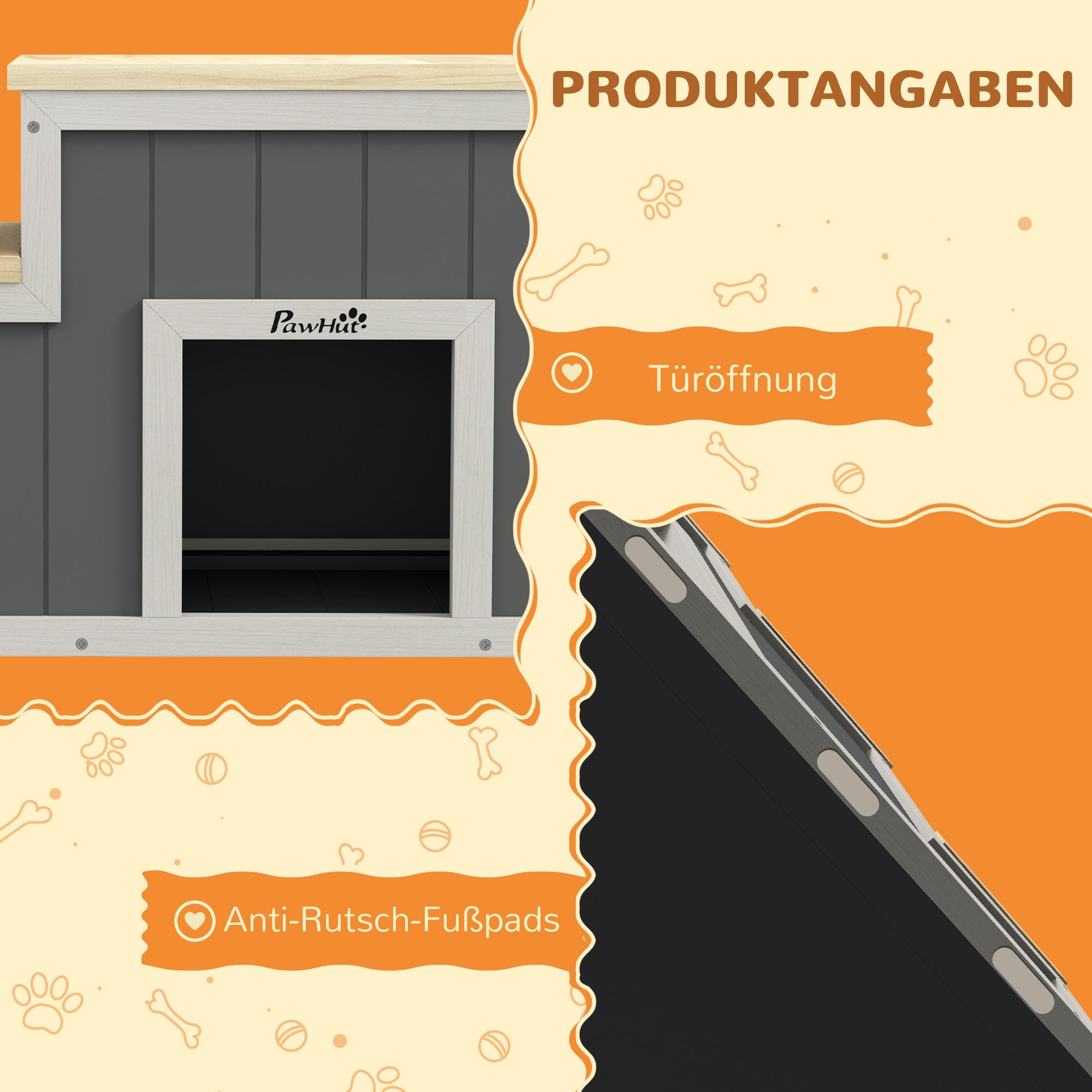 Logidon PawHut 2-in-1 hondentrap met grot 3 treden natuurlijk hout