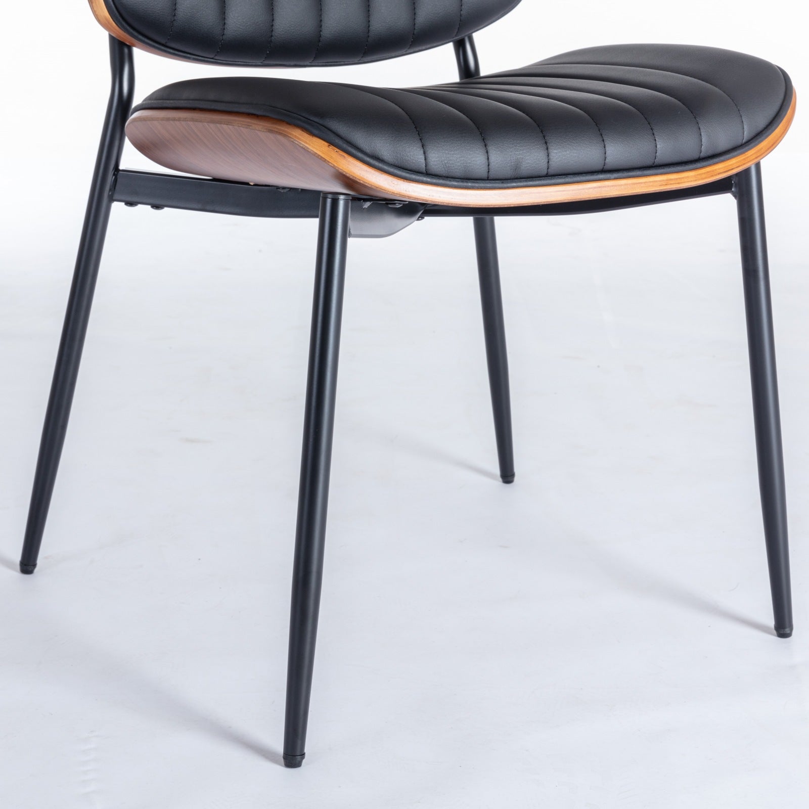 Logidon Eettafel Stoelenset 2 Mid Century Retro Kunstleer Zwart PU